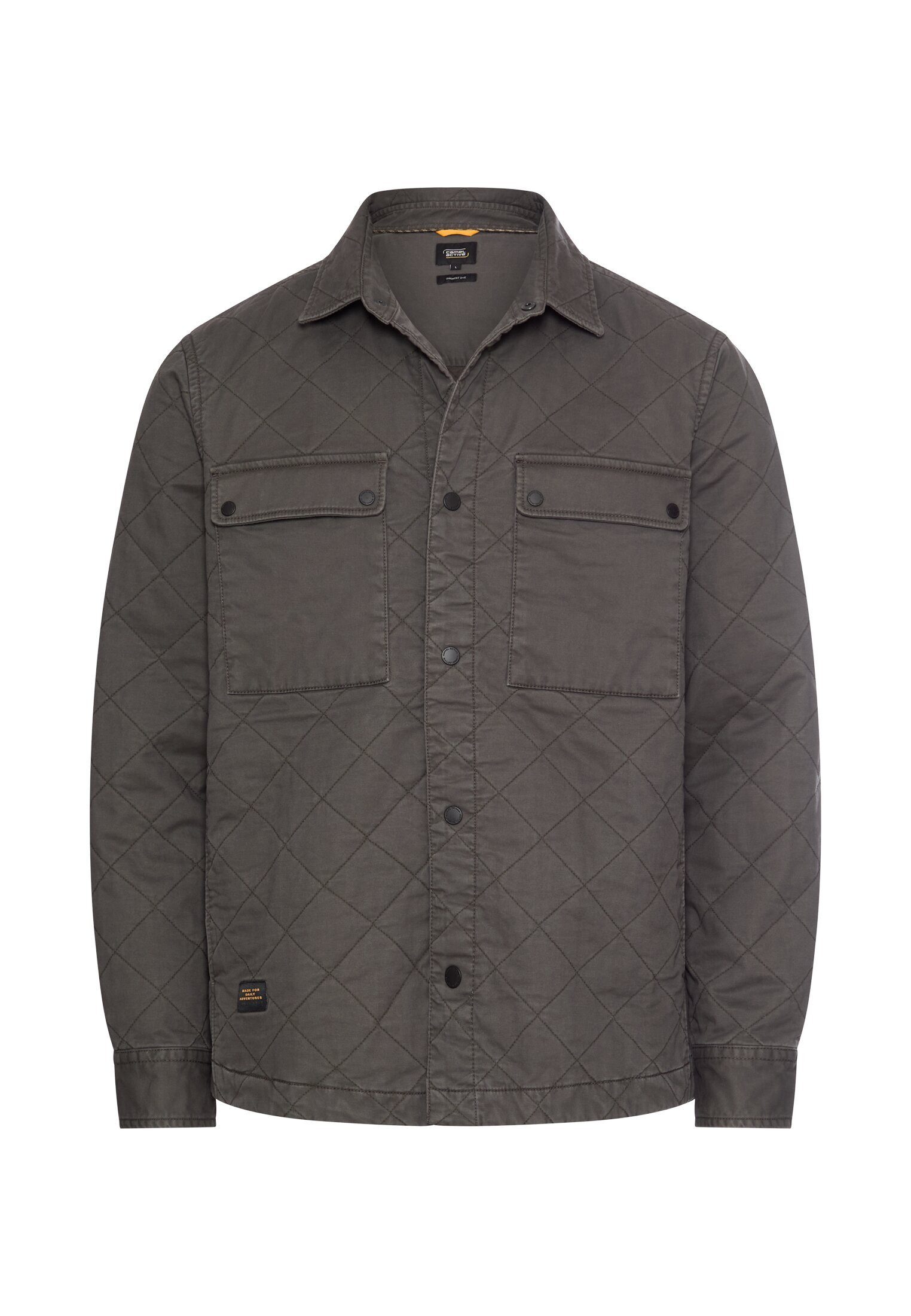 camel active Hemdjacke mit Rautenmuster Langarm Markenlogo