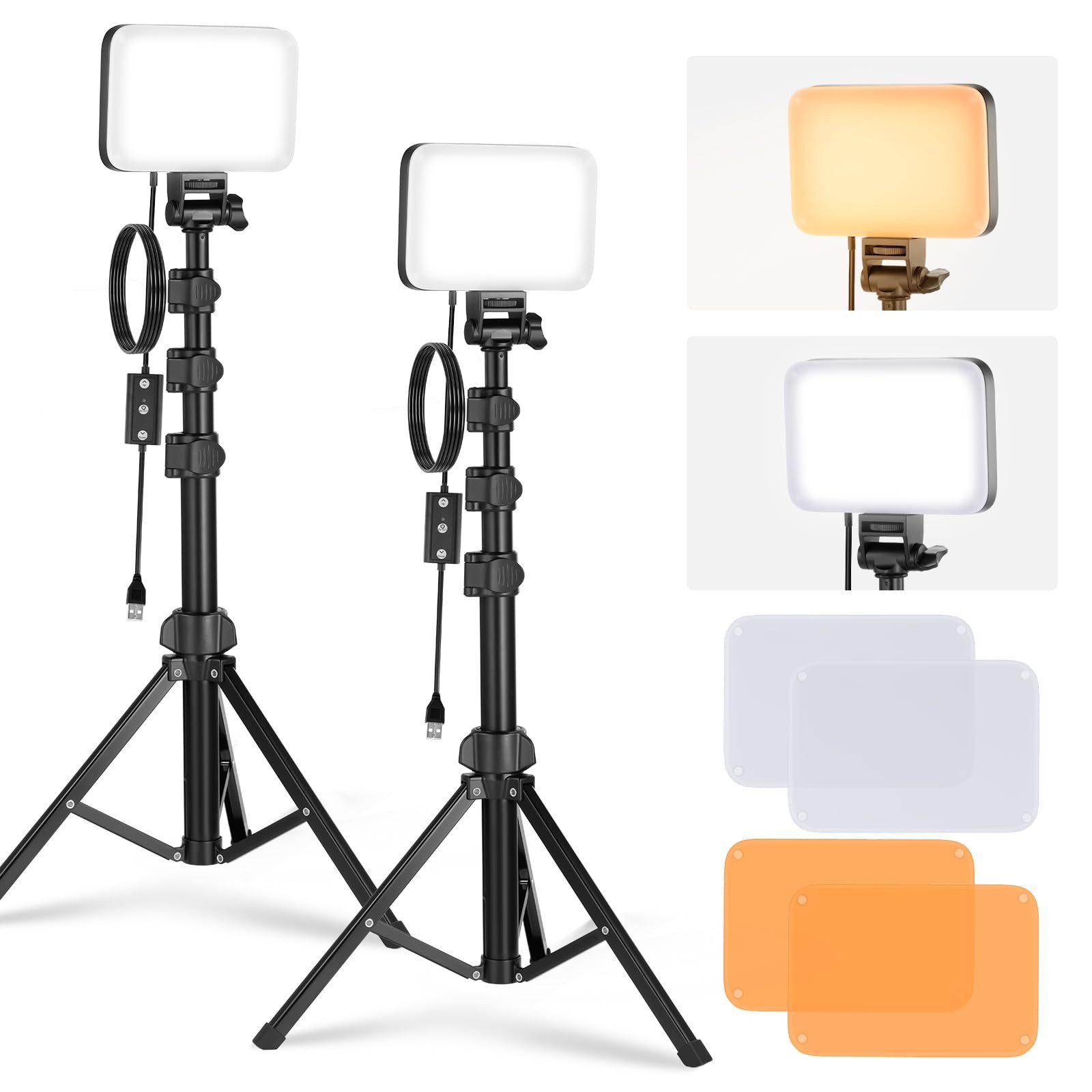 Neewer Videoleuchte 2 Stück LED Videolicht Panel Beleuchtungsset, Bi-Color, Dimmable, Höhenverstellbar 50-135 cm, mit Ständern & Filternm, für Fotografie