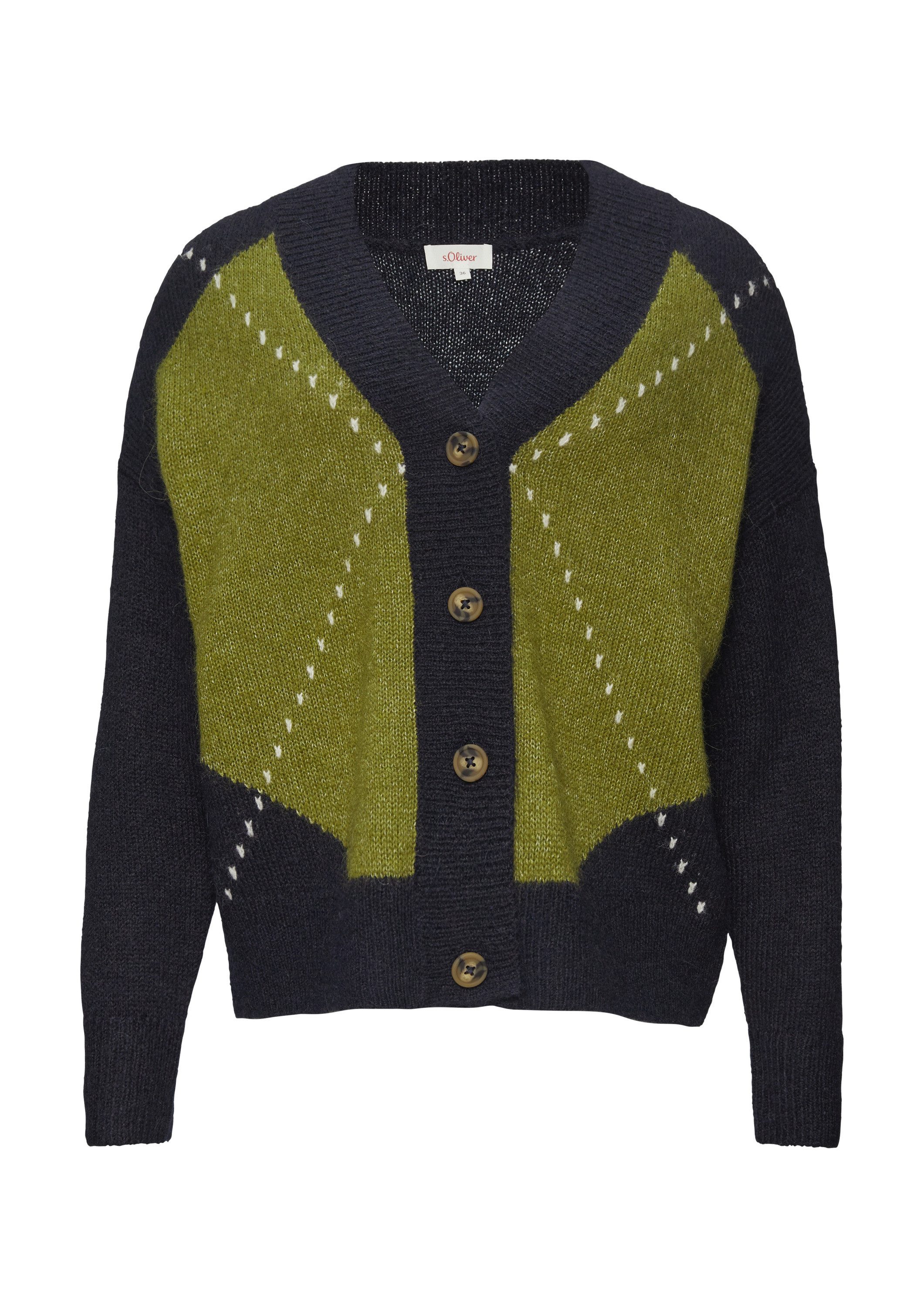 s.Oliver Cardigan Strickjacke Oversized Wollmix-Strickjacke mit Argyle-Must günstig online kaufen