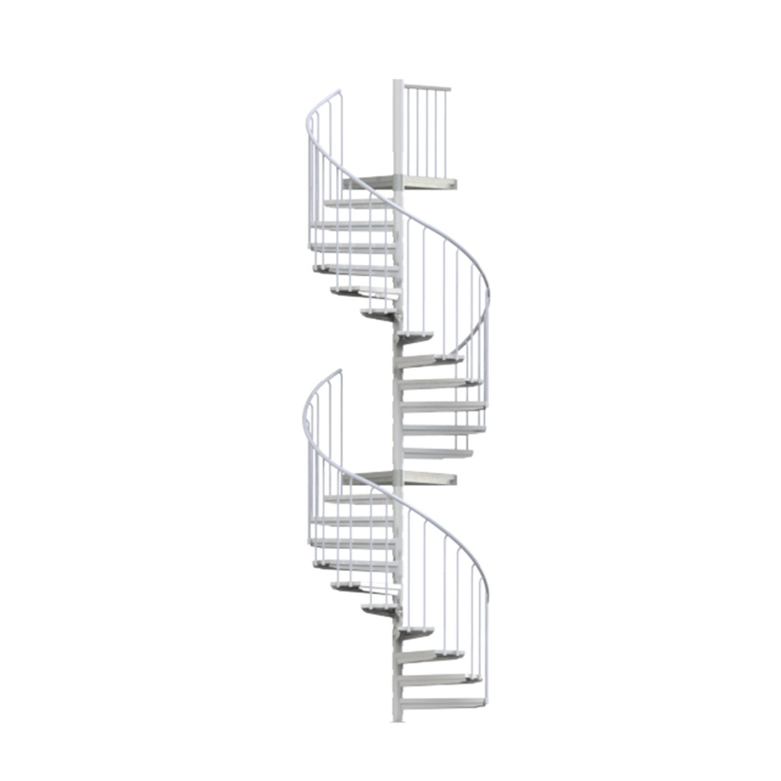 Scalant Außentreppe Spindeltreppe Scarvo L, für Geschosshöhen bis 467 cm, Stufen mit Streckgitter, (Durchmesser: 130 cm), Aluminium Verbindungselemente