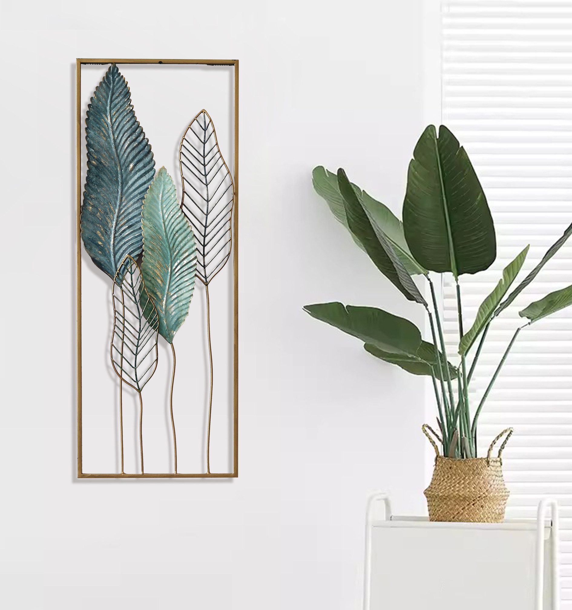 Kobolo Wandbild Metallbild Wanddeko - SENTONI - aus Metall in gold, Pflanze günstig online kaufen