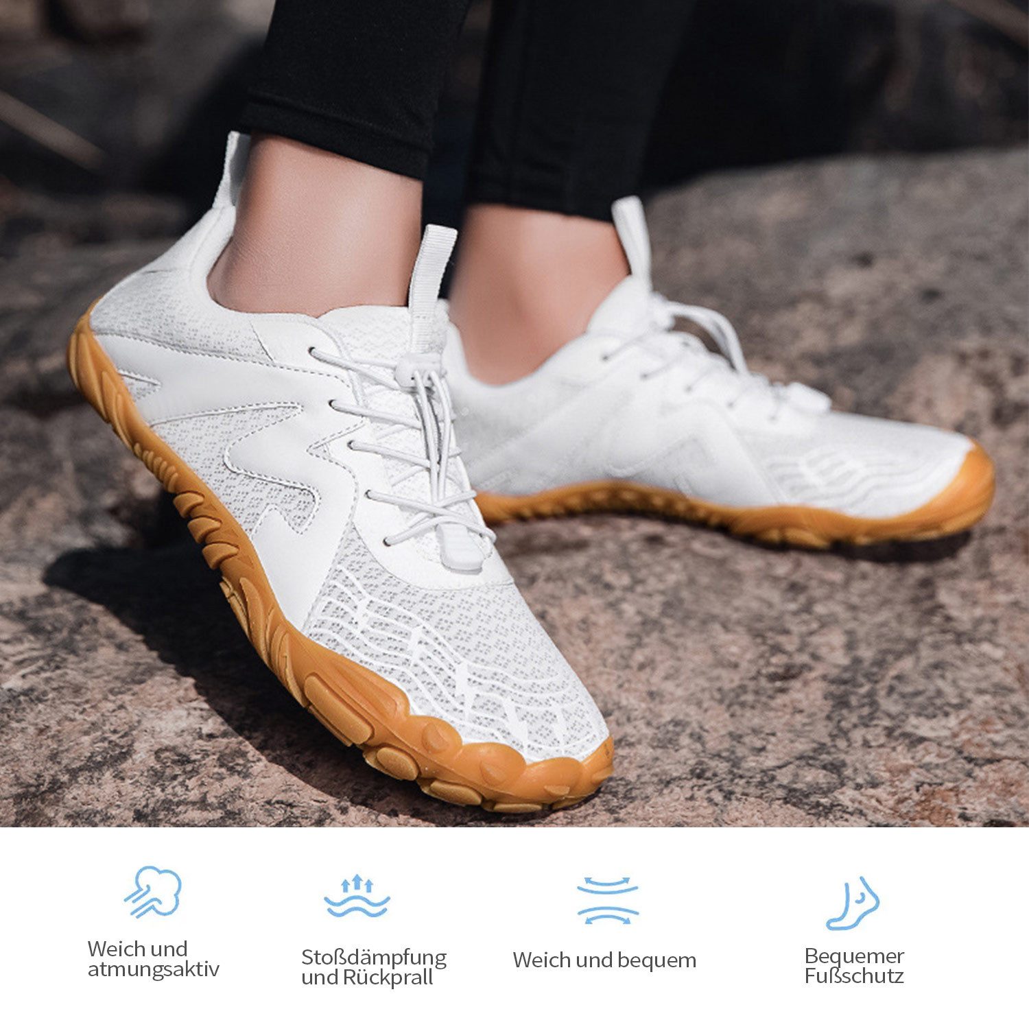 Refttenw Unisex Wasserschuhe Atmungsaktiv Rutschfest Strandschuhe Fitnessschuh Barfußschuh Traillaufschuhe für Surfen,Wandern,Yoga