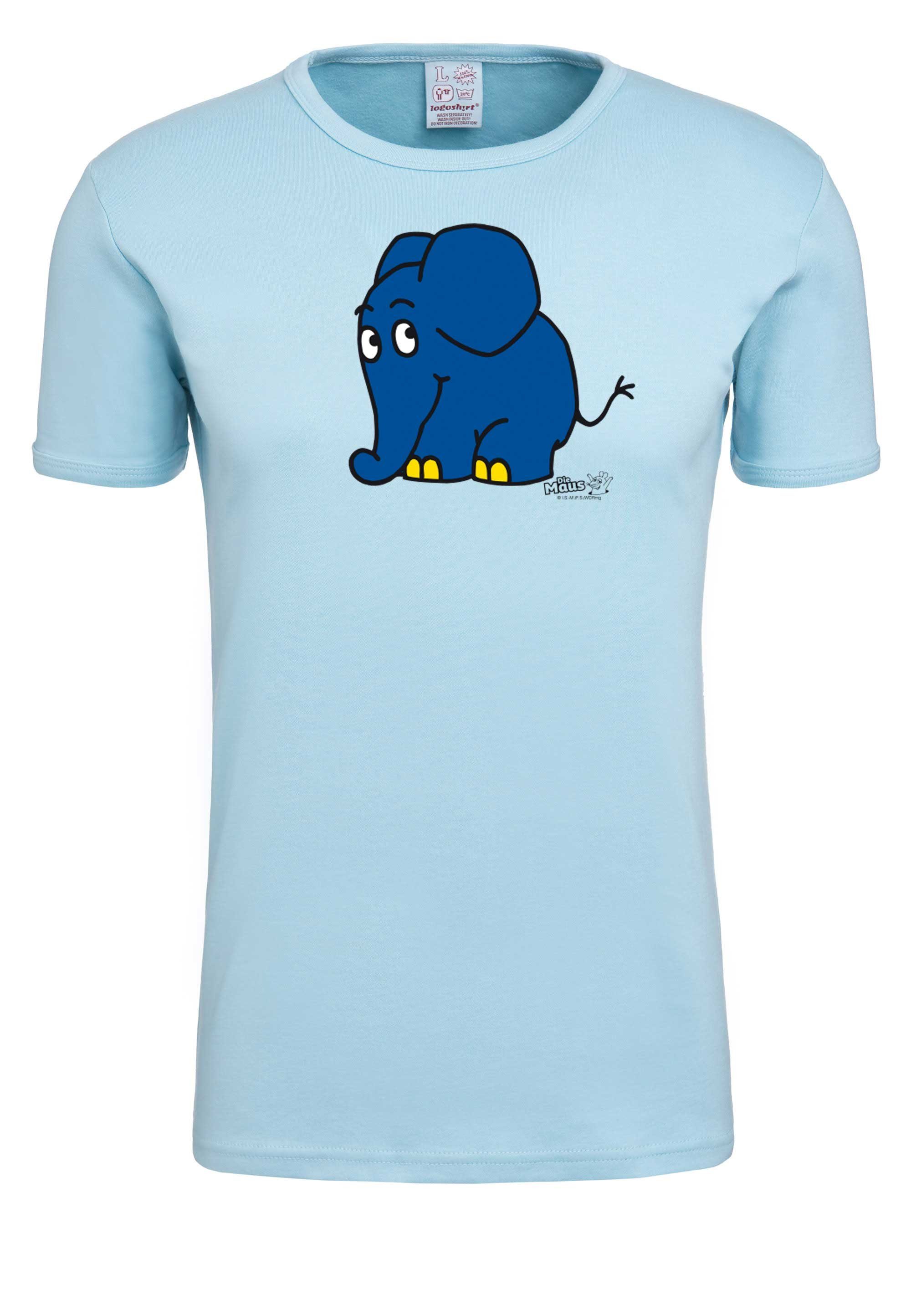 LOGOSHIRT T-Shirt Sendung Print der mit Elefant - coolem mit Maus