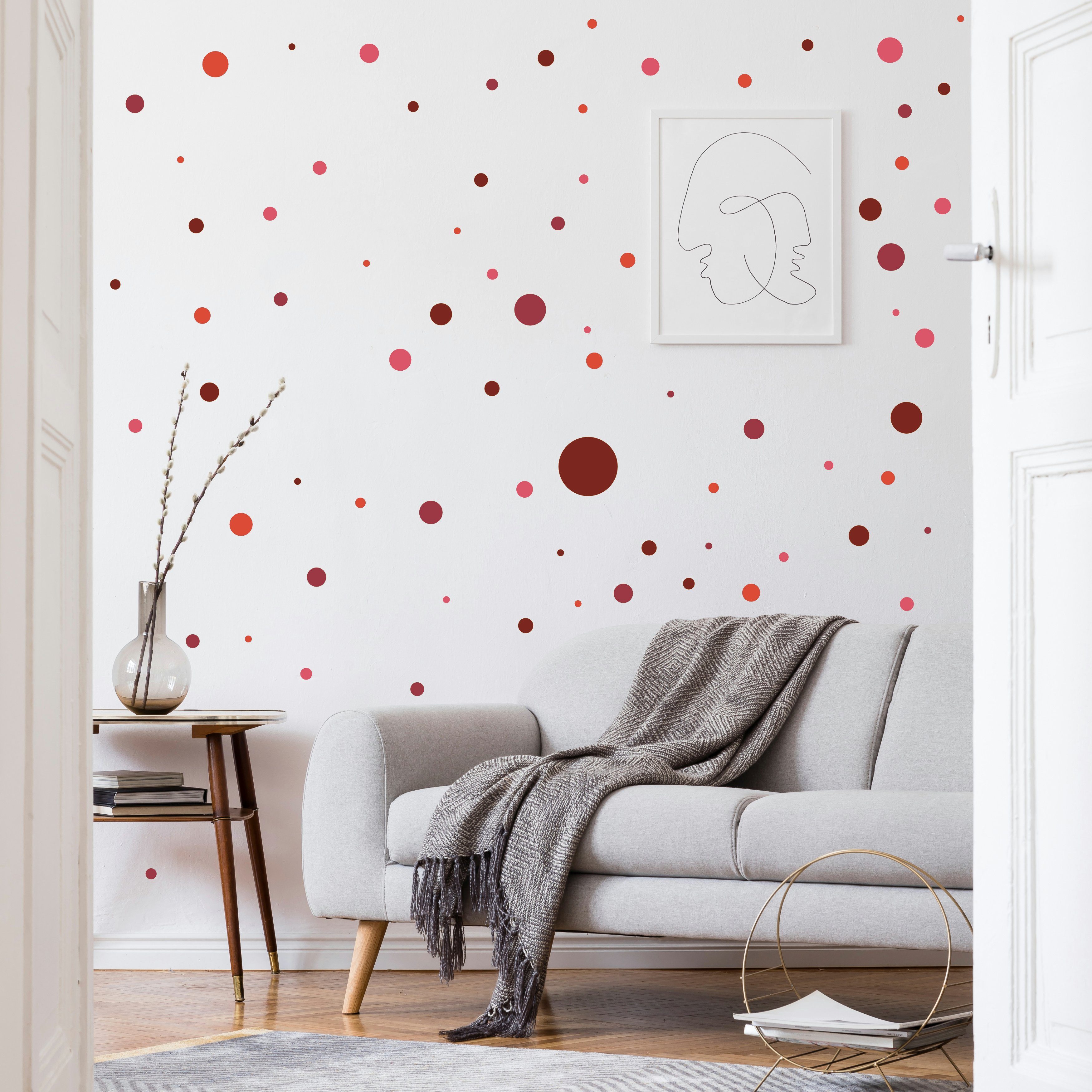 PUNALU Wandtattoo Kreis Set 176 Stück Wandtattoo Babyzimmer Kinderzimmer Kreisaufkleber, selbstklebend, rückstandslos abziehbar