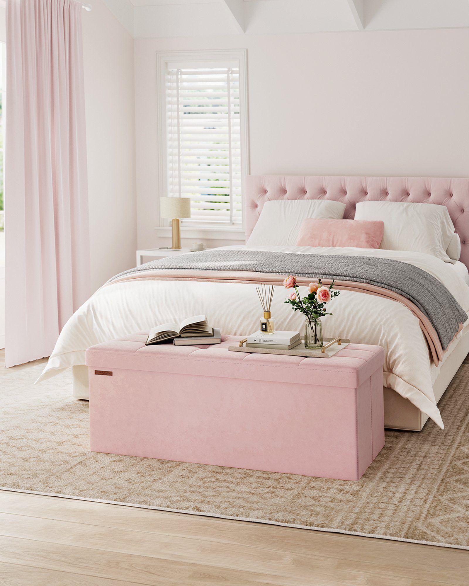 SONGMICS Sitzhocker Aufbewahrungshocker, Samtige, klappbare Sitztruhe (76/1 günstig online kaufen