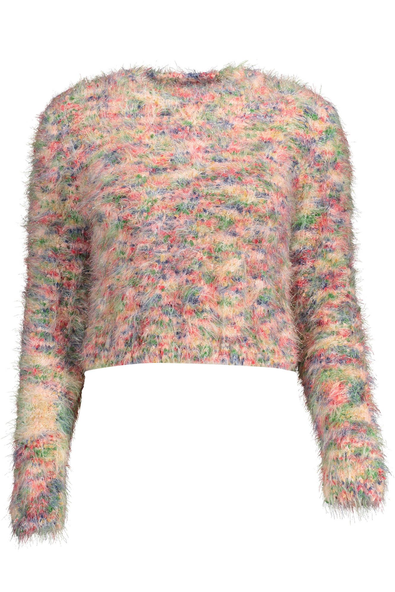 Desigual Strickpullover Damenpullover Rosa mit Rundhalsausschnitt und Kontrastdetails