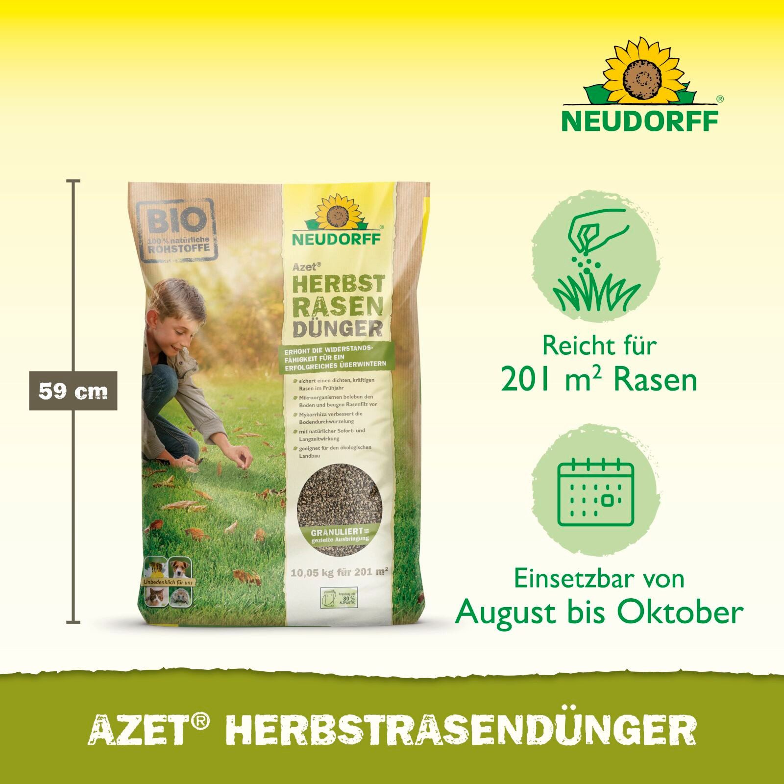 Neudorff Rasendünger Azet HerbstRasenDünger 10 kg – Bild 3 von 5