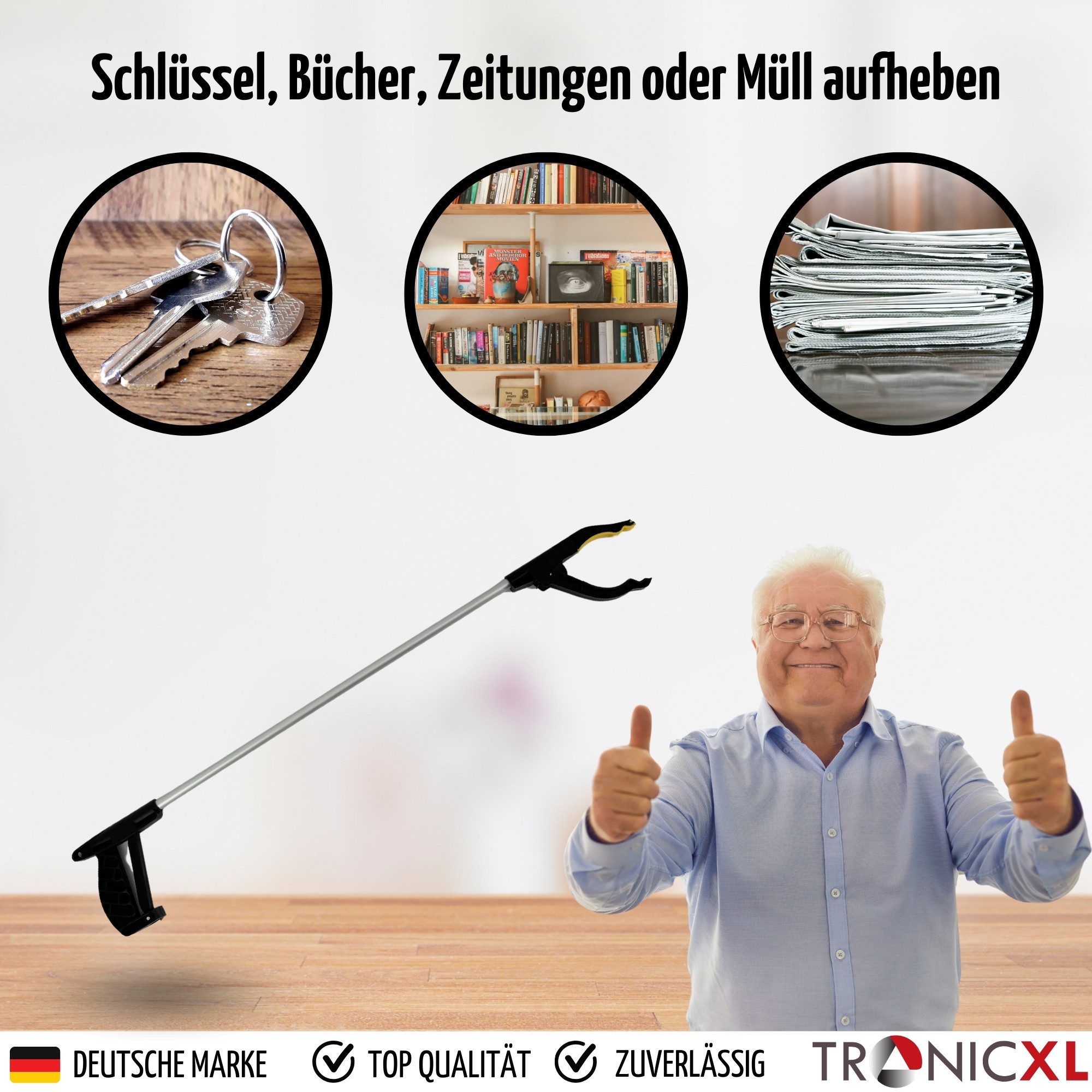 TronicXL Greifarm 2x Greifzange mit Magnet Greifhilfe Metall Greifer für Senioren Müll, 2-tlg., magnetisch, rostfrei – Bild 5 von 5