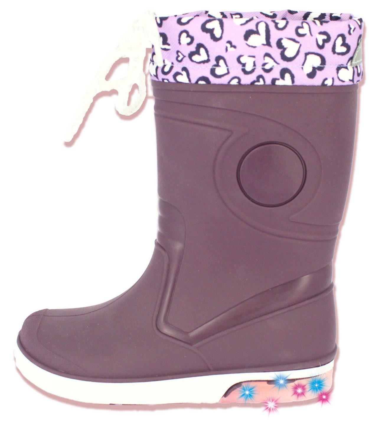 Beck Blinking Valentine mit Warmfutter Regenstiefel mit Blinkersohle Gummistiefel (für Mädchen, für warme, trockene Füße bei Nässe und Kälte) Warmfutter, Wasserdicht, schmale Passform