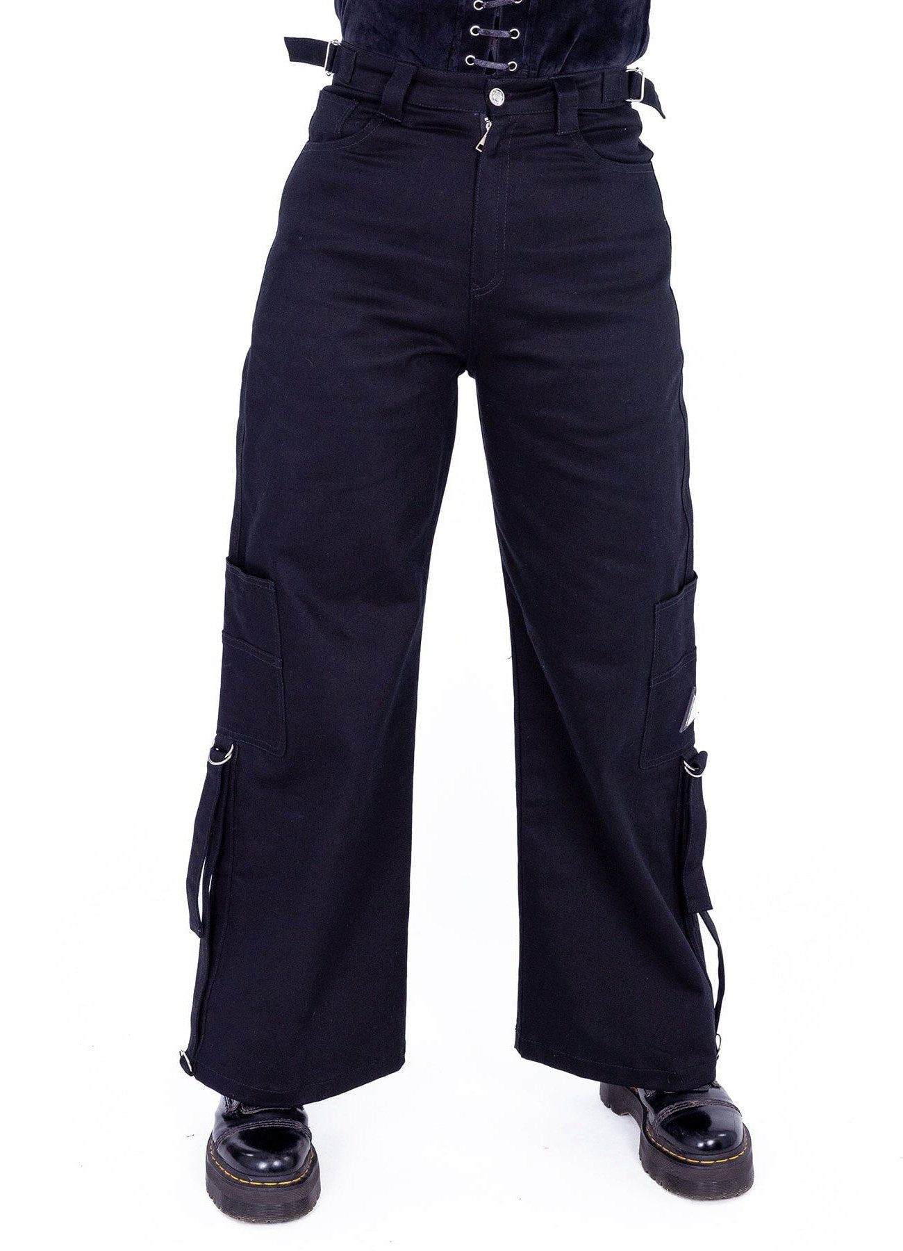 Chemical Black Stoffhose Jetta Gothic Pants Riemen Rave Trousers Industrial Goth