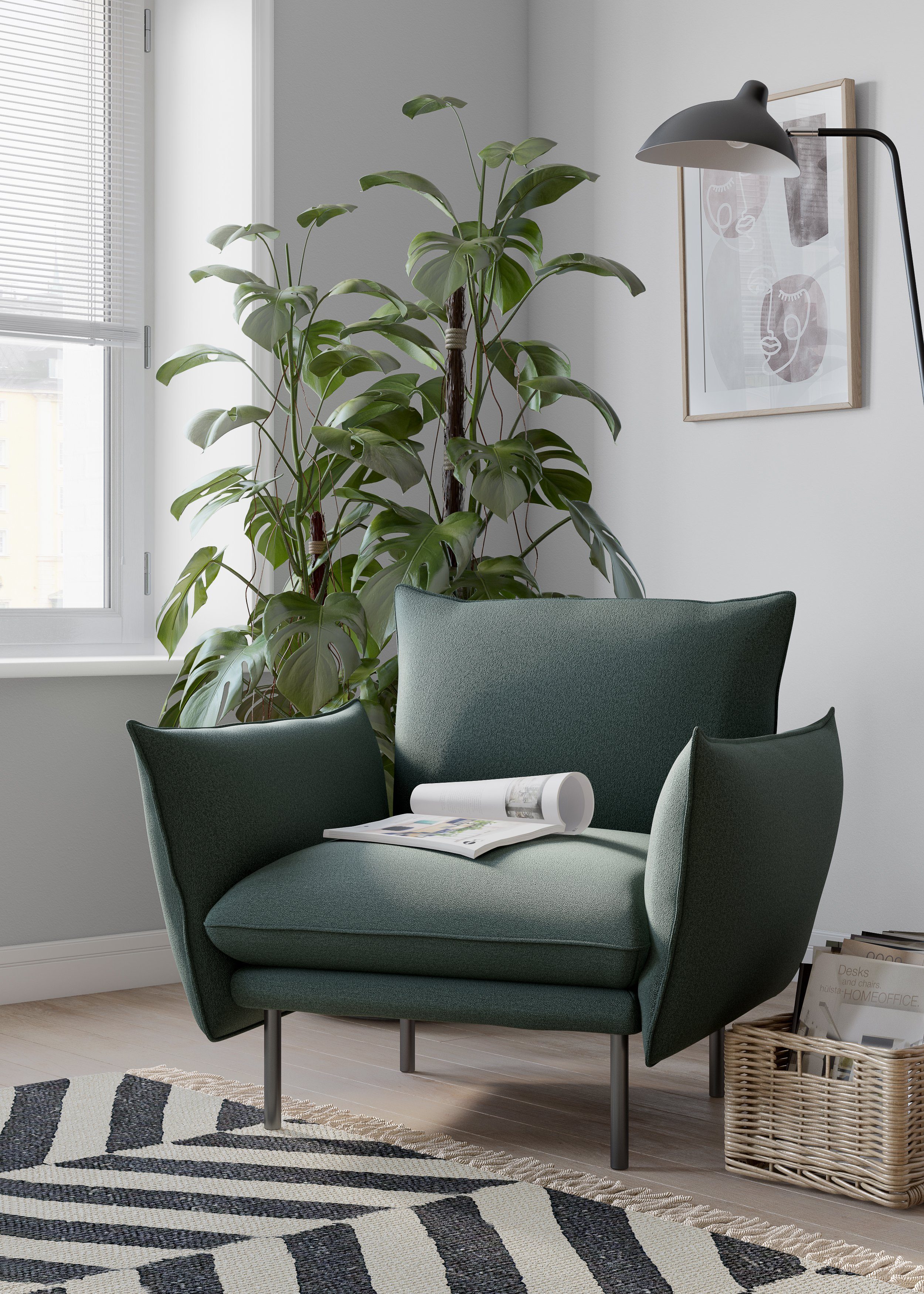 OTTO home Sessel Stine Cocktailsessel, Besonderes Design durch Kissenoptik und Keder
