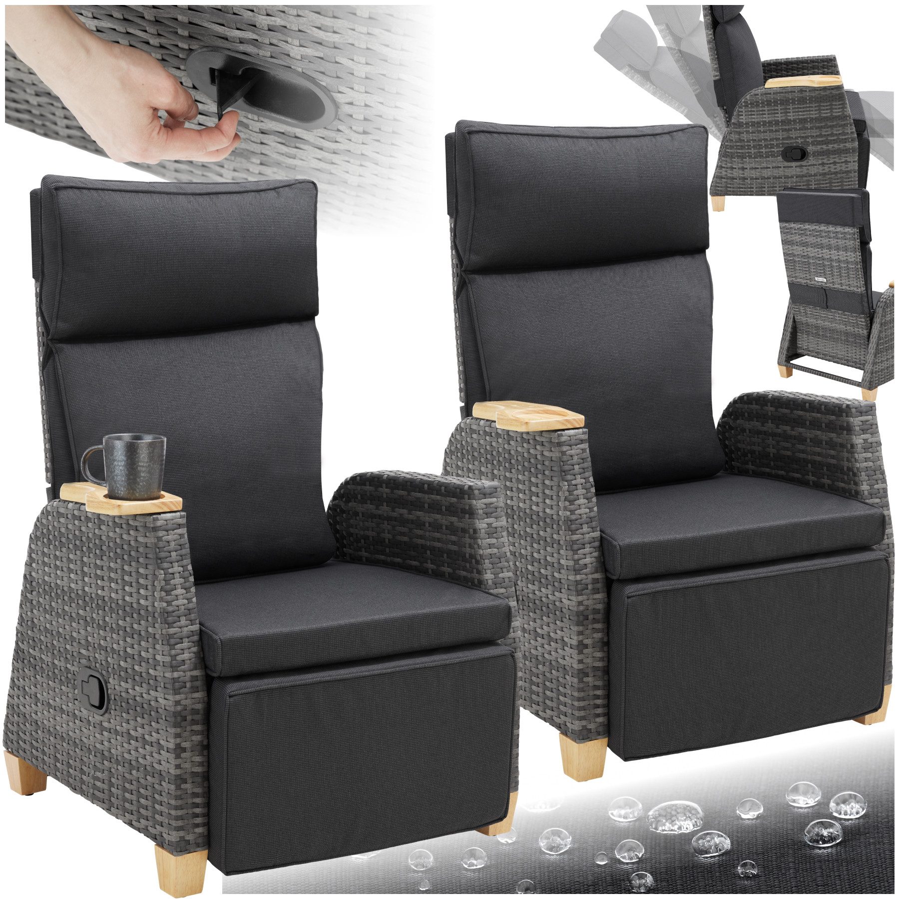 tectake Rattanstuhl Rattansessel Pescara mit Aluminiumgestell, Lehne verste günstig online kaufen