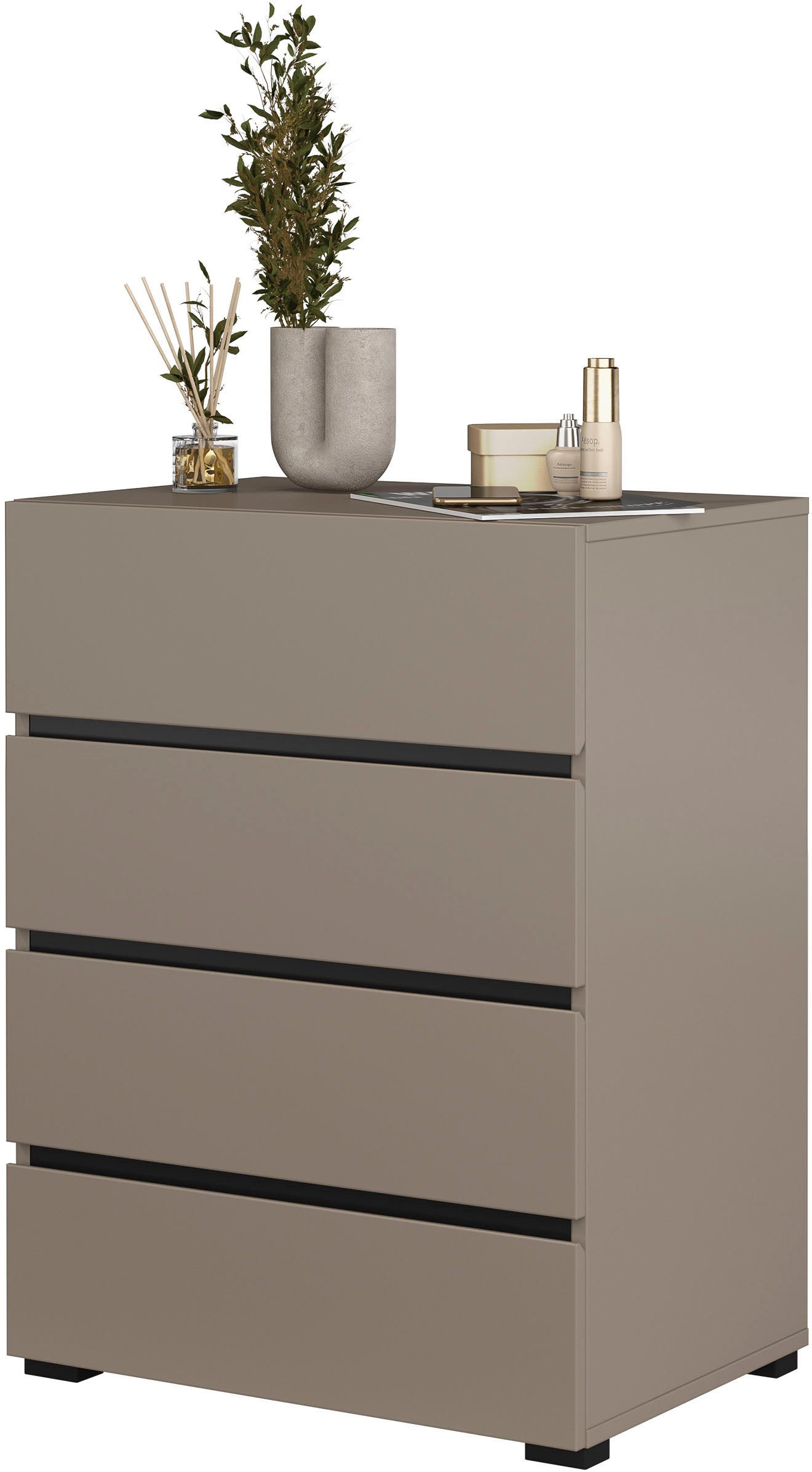 OTTO home Kommode Cross,Breite 60 cm, moderne grifflose Sideboard,4 Schubkästen, Schubladenschrank mit viel Stauraum, Flur Highboard