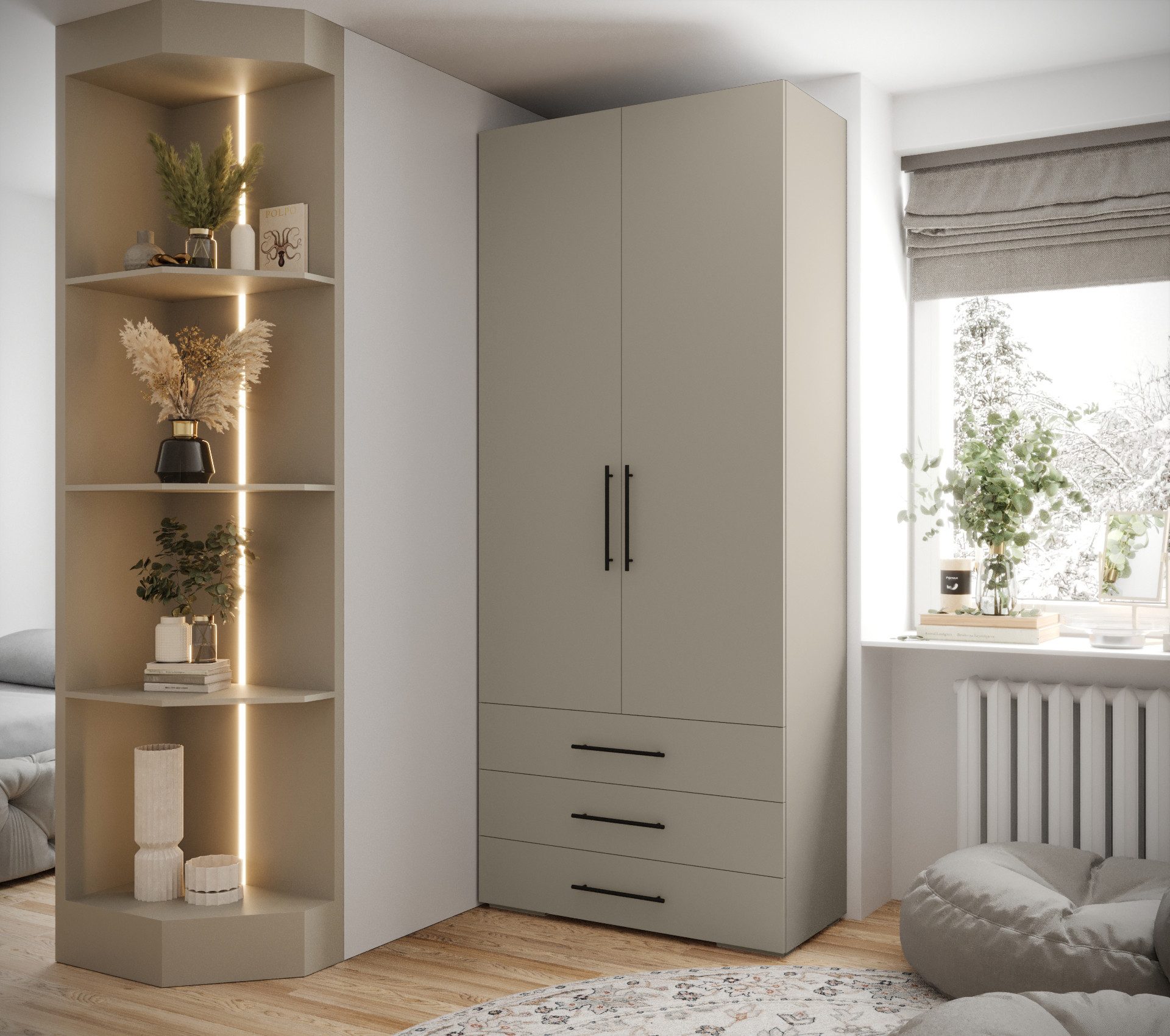 ABIKS MÖBEL Drehtürenschrank INOVA 3 Kleiderschrank 2D3SZ mit Kleiderstange günstig online kaufen