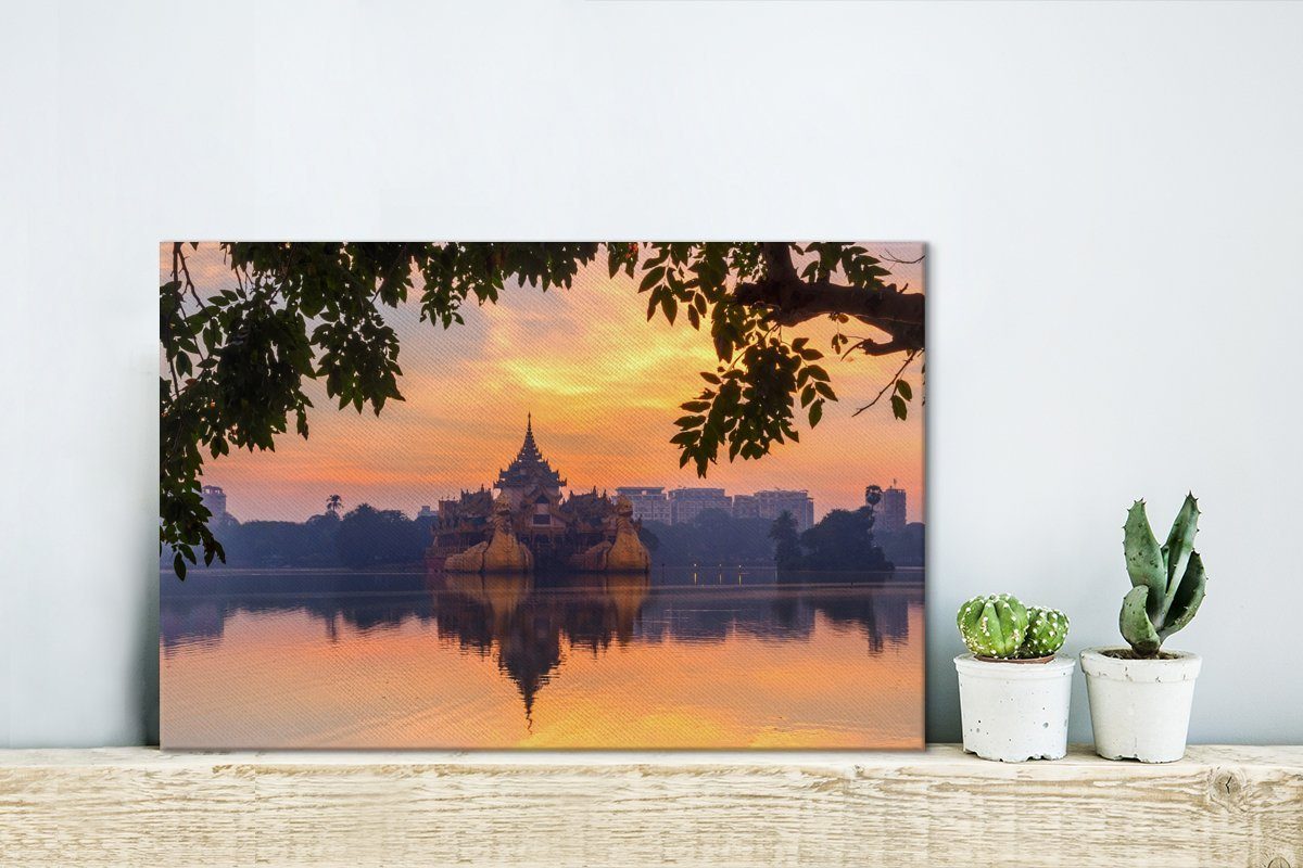 Leinwandbilder, Leinwandbild den cm Aufhängefertig, in Der OneMillionCanvasses® zwischen 30x20 Wandbild Wanddeko, Bäumen, (1 Yangon Palast St),