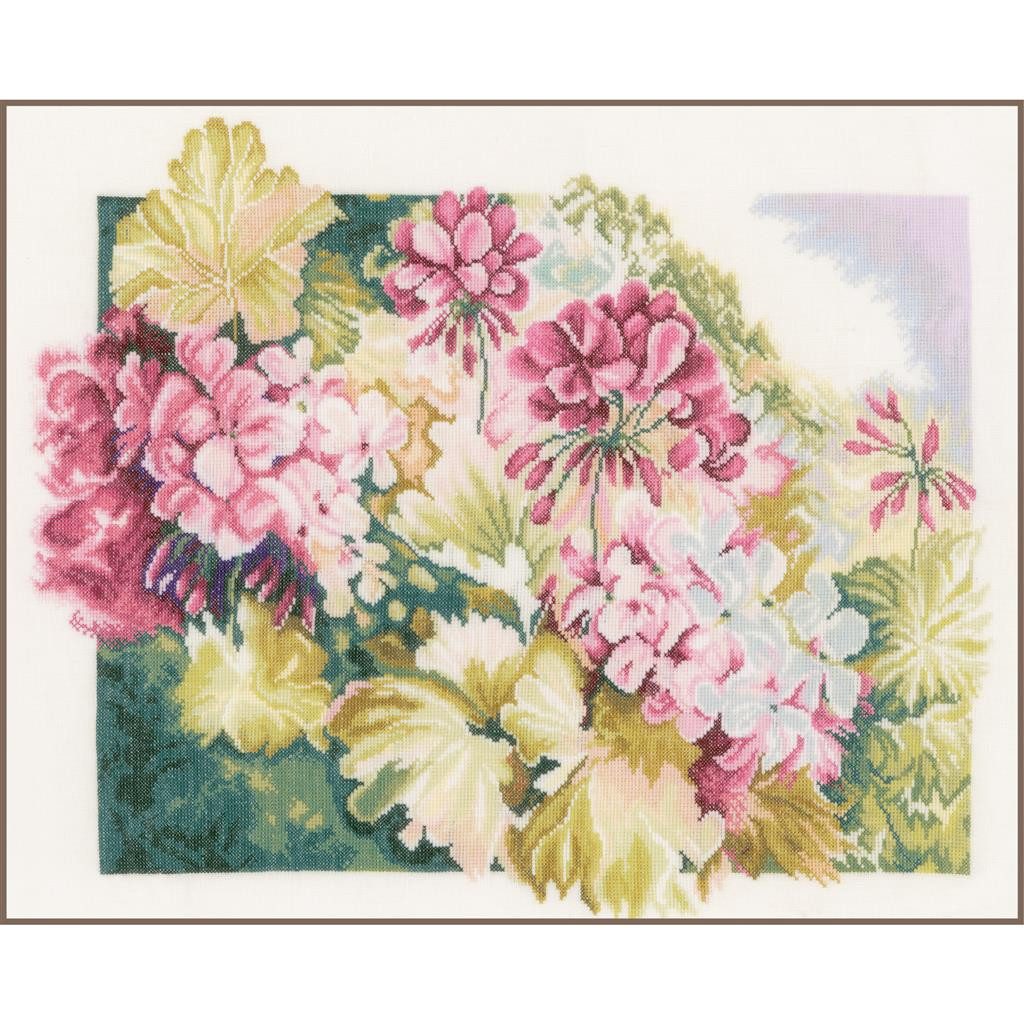 Lanarte Kreativset Lanarte PN-0164073 Geranien Kreuzstichpackung, (Set, embroidery Kit), Made in Europe