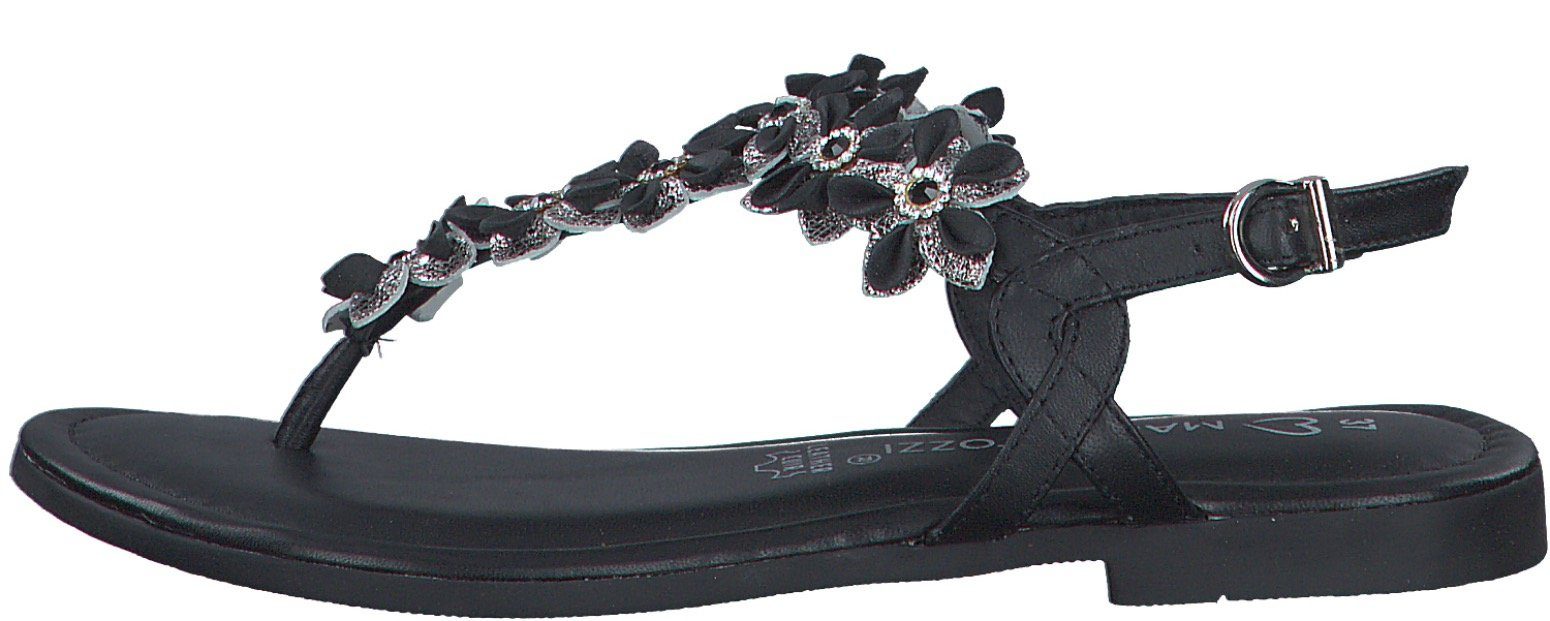 MARCO TOZZI schwarz aufwendiger Sandale Blütenverzierung mit