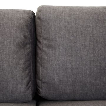 CARO-Möbel 3-Sitzer MAGNA, Sofa Dreisitzer Bezug Samt anthrazit mit 2 großen Rückenpolster Couch