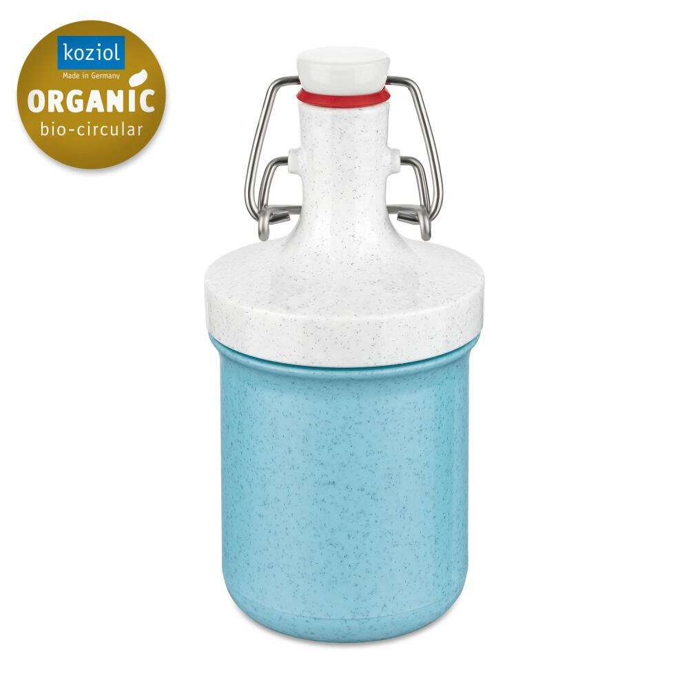 KOZIOL Trinkflasche Plopp To Go Mini Organic Frostie Blue, 200 ml, mit Bügelverschluss