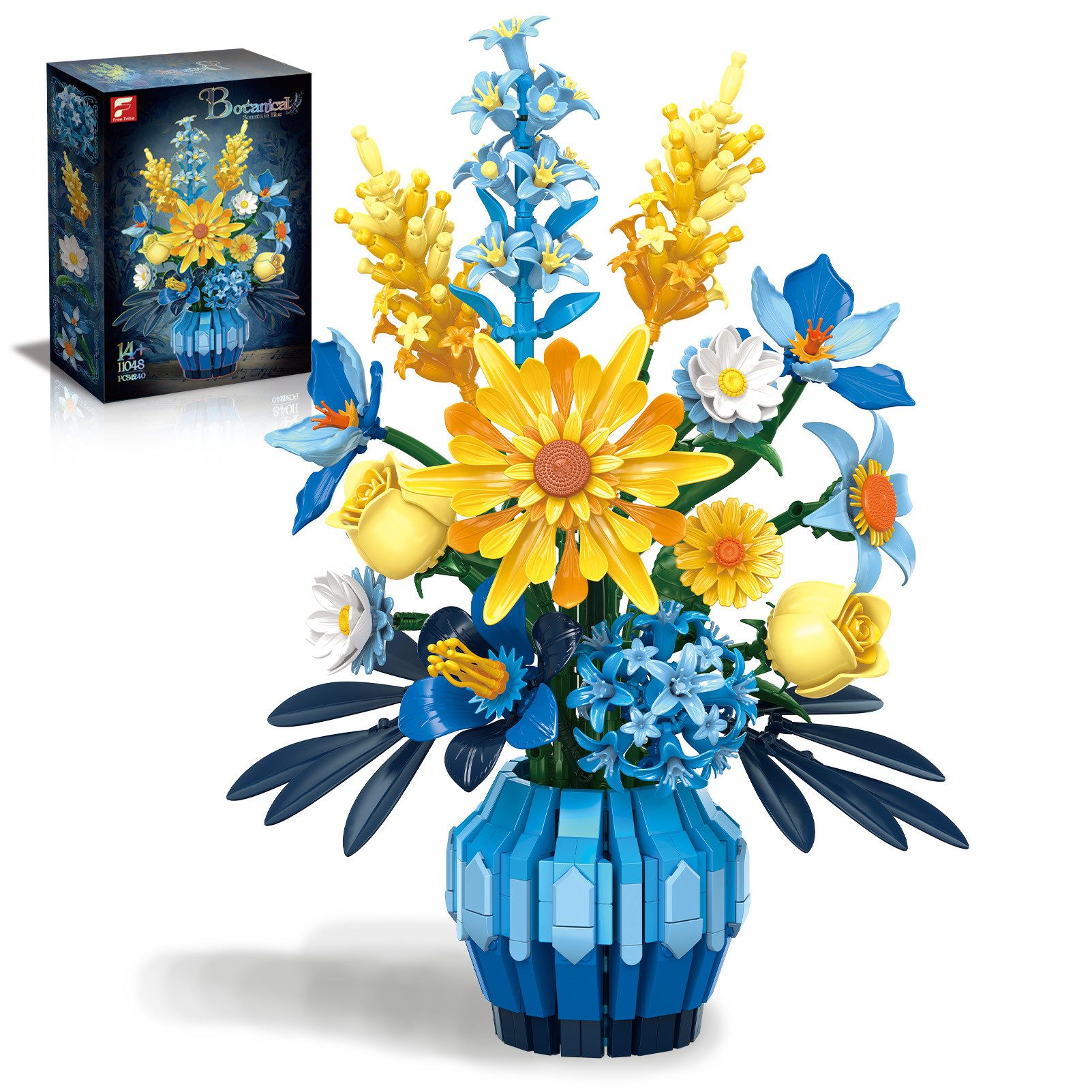 Esun Klemmbausteine Blumen 14 Wildblumen Set Blumenstrauß Bausteine 1240 St Spielbausteine, (Set, 1240 St., Komplettset), Geschenk für Frauen Männer Kinder Erwachsene