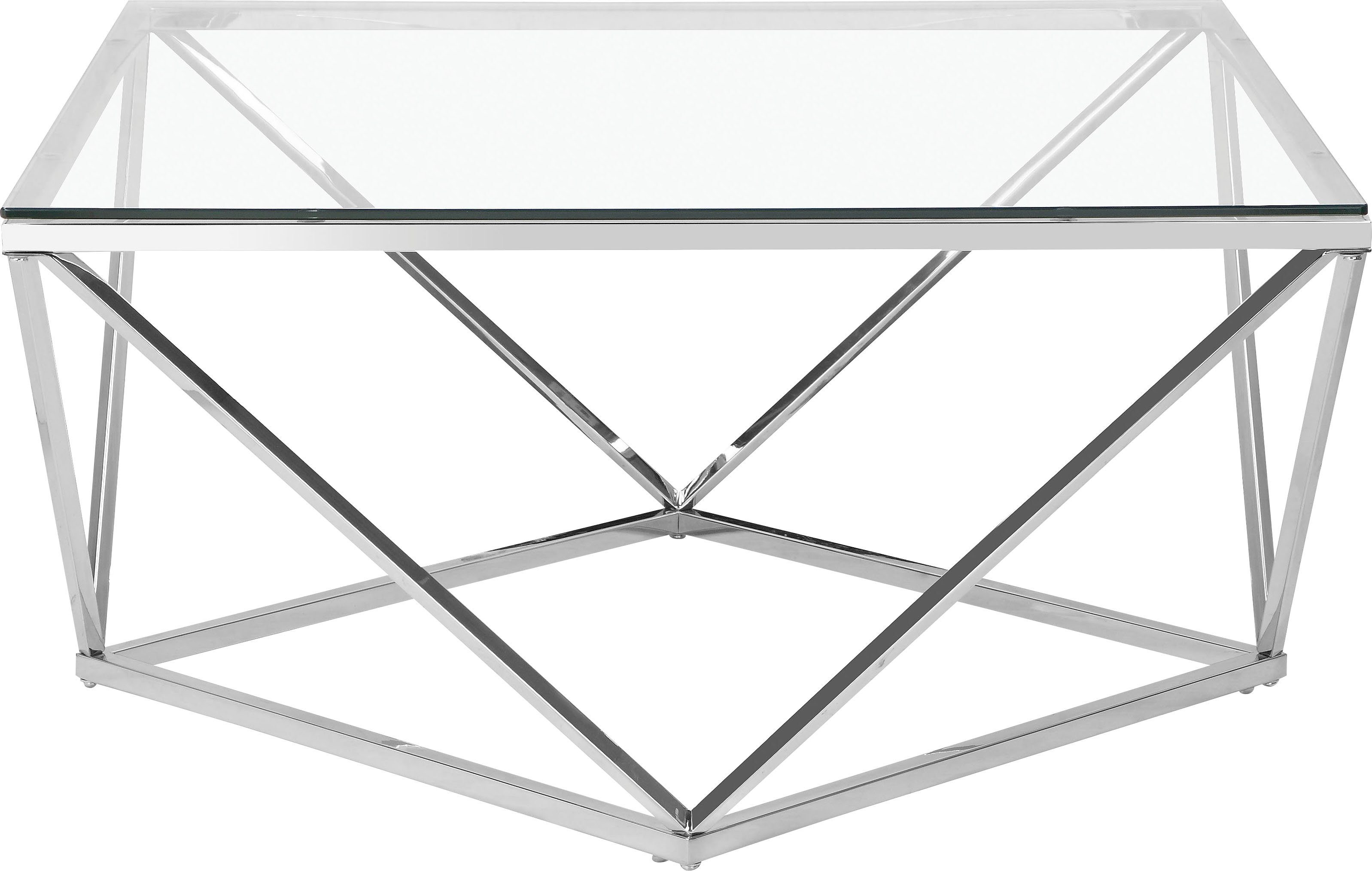 Höhe aus aus Gestell Jävre Glas, mit cm (1-St), 45 geometrisches Couchtisch Tischplatte andas Metall,