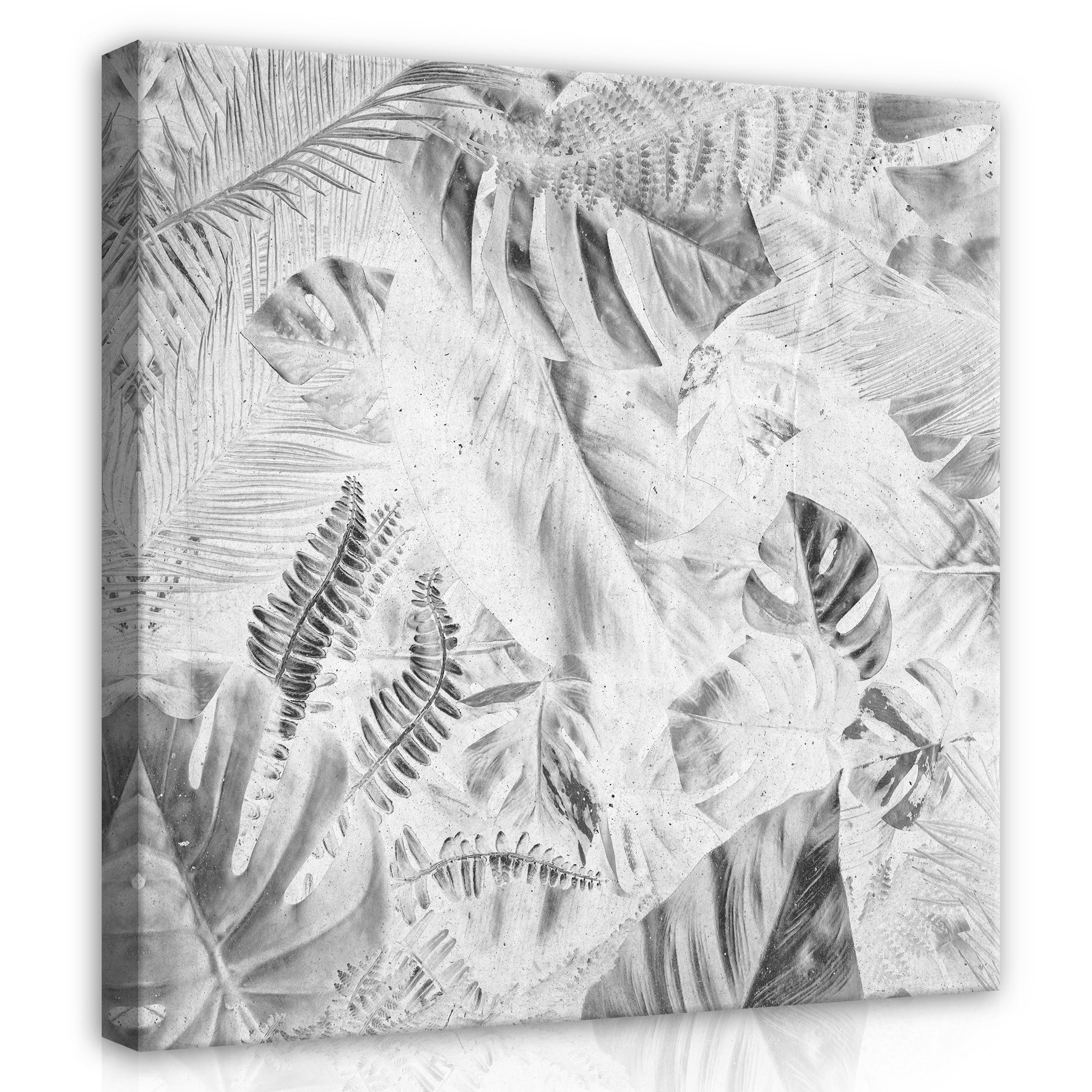Wallarena Leinwandbild Blätter Abstrakt Grau Schwarz günstig online kaufen