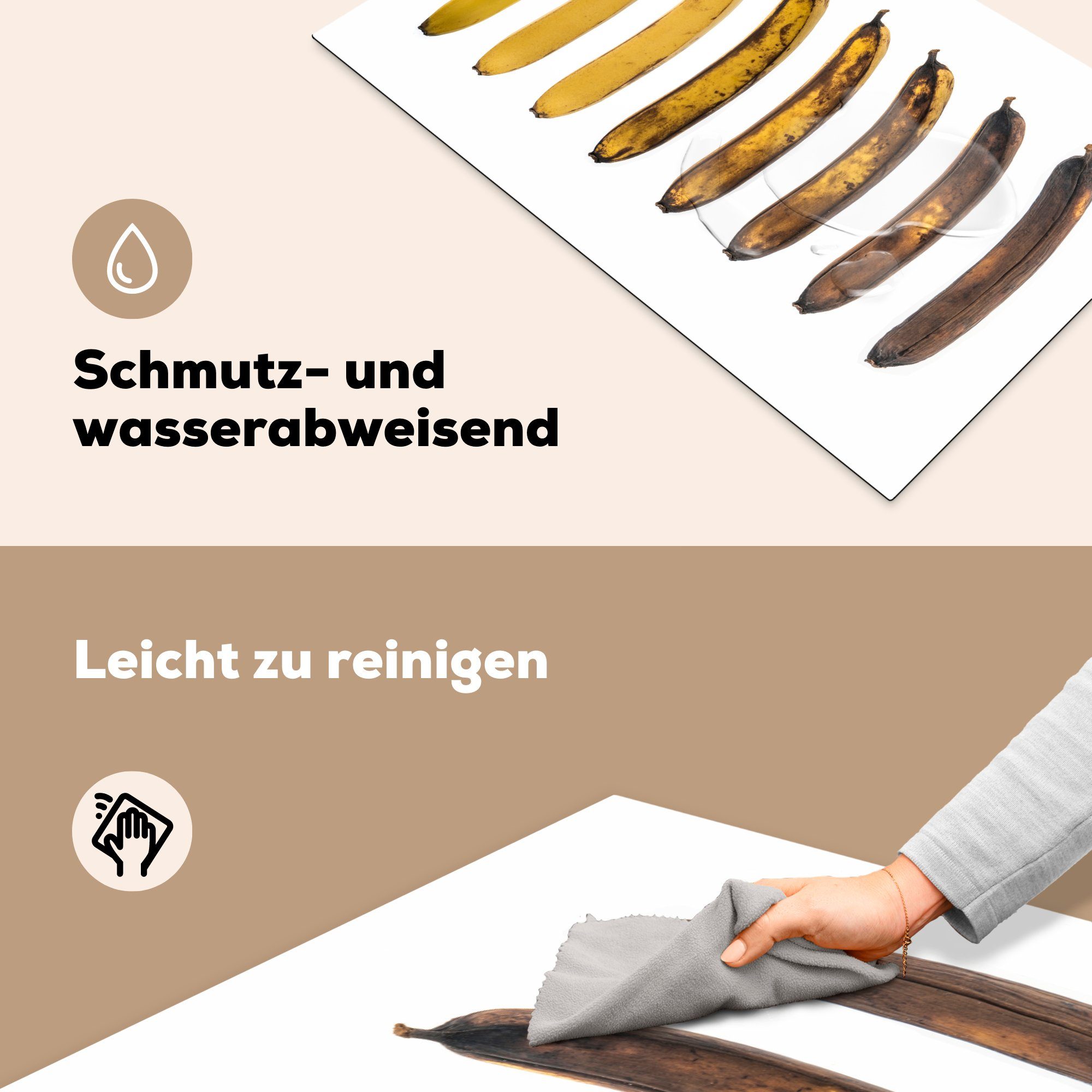 Ceranfeldabdeckung, küche cm, Vinyl, Banane - Herdblende-/Abdeckplatte tlg), (1 83x51 MuchoWow - Gelb, Obst für Arbeitsplatte