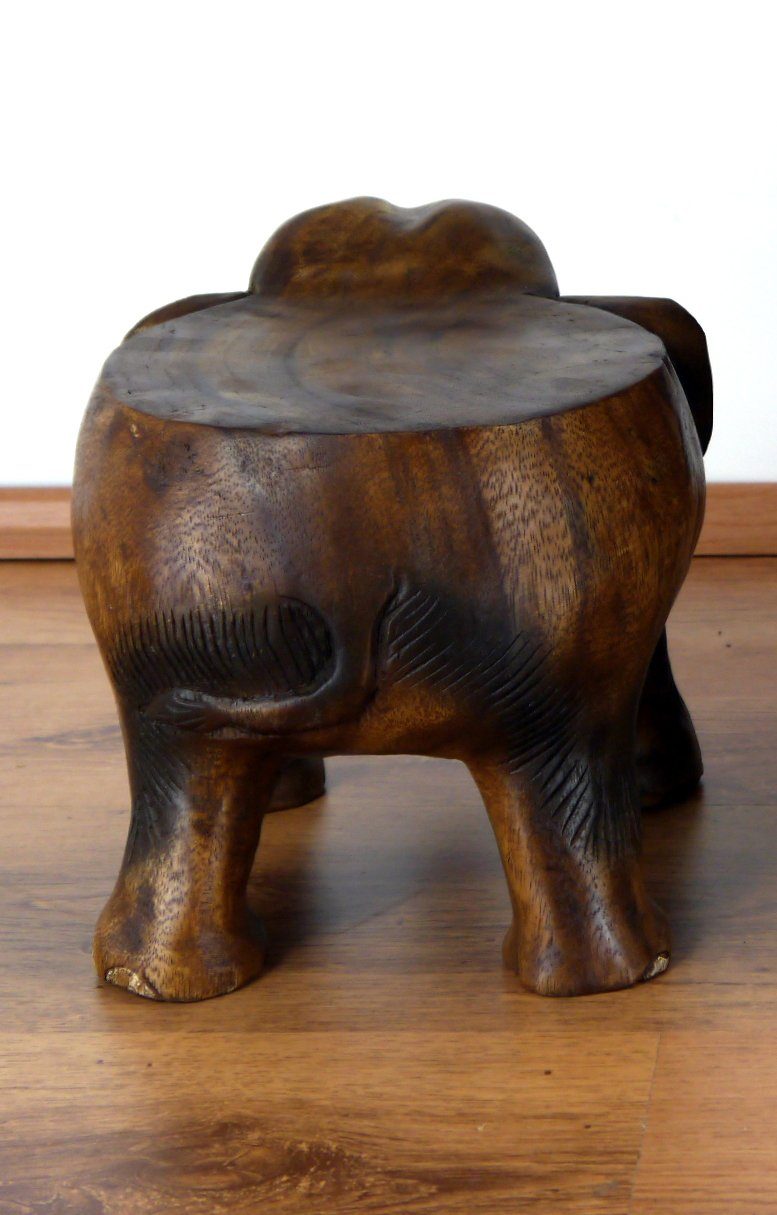 livasia Dekofigur Holzelefant mit Ablage, Hocker, Podest, Beistelltisch (20cm/30cm Höhe)