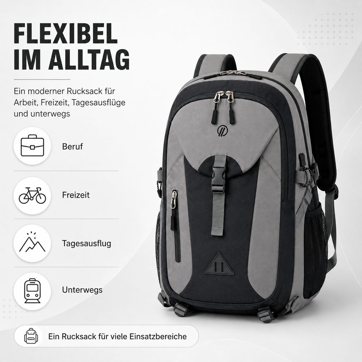 HELLSER Freizeitrucksack Outdoor Rucksack 30L für Wandern, Freizeit & Ausflüge, Wasserabweisend, gepolstert, 52x32x20cm