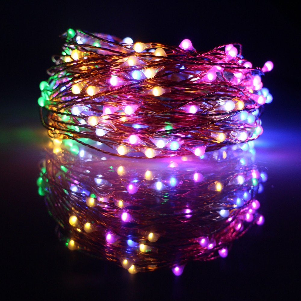 MUPOO Lichterkette Led Lichterkette, 5M 50 LED/10M 100LED/20M 200 LED Kupferdraht, mit USB Party,Garten,Weihnachten,Beleuchtung,Zimmer,lichterketten Mehrfarbig