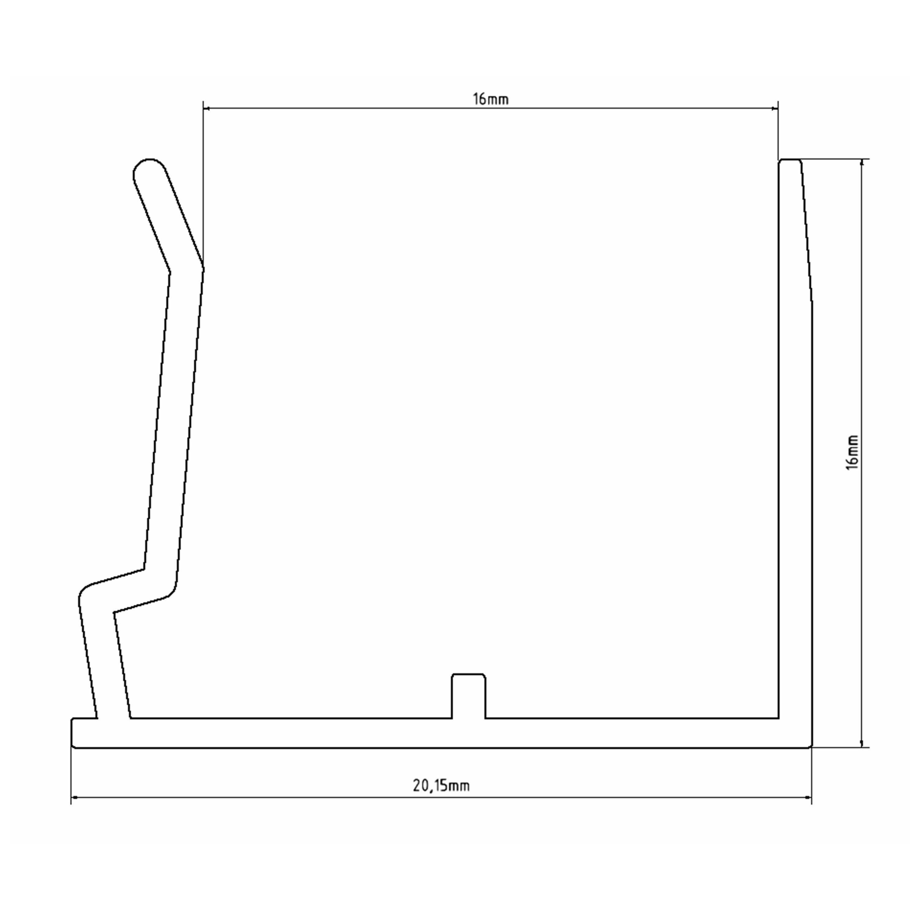 HT-Kunststoffe Abschlussprofil Alu-Abschlusprofil für 16mm Stegplatten -120cm U-Profil mit Tropfkante (1-St), Tropfkante – Bild 3 von 3