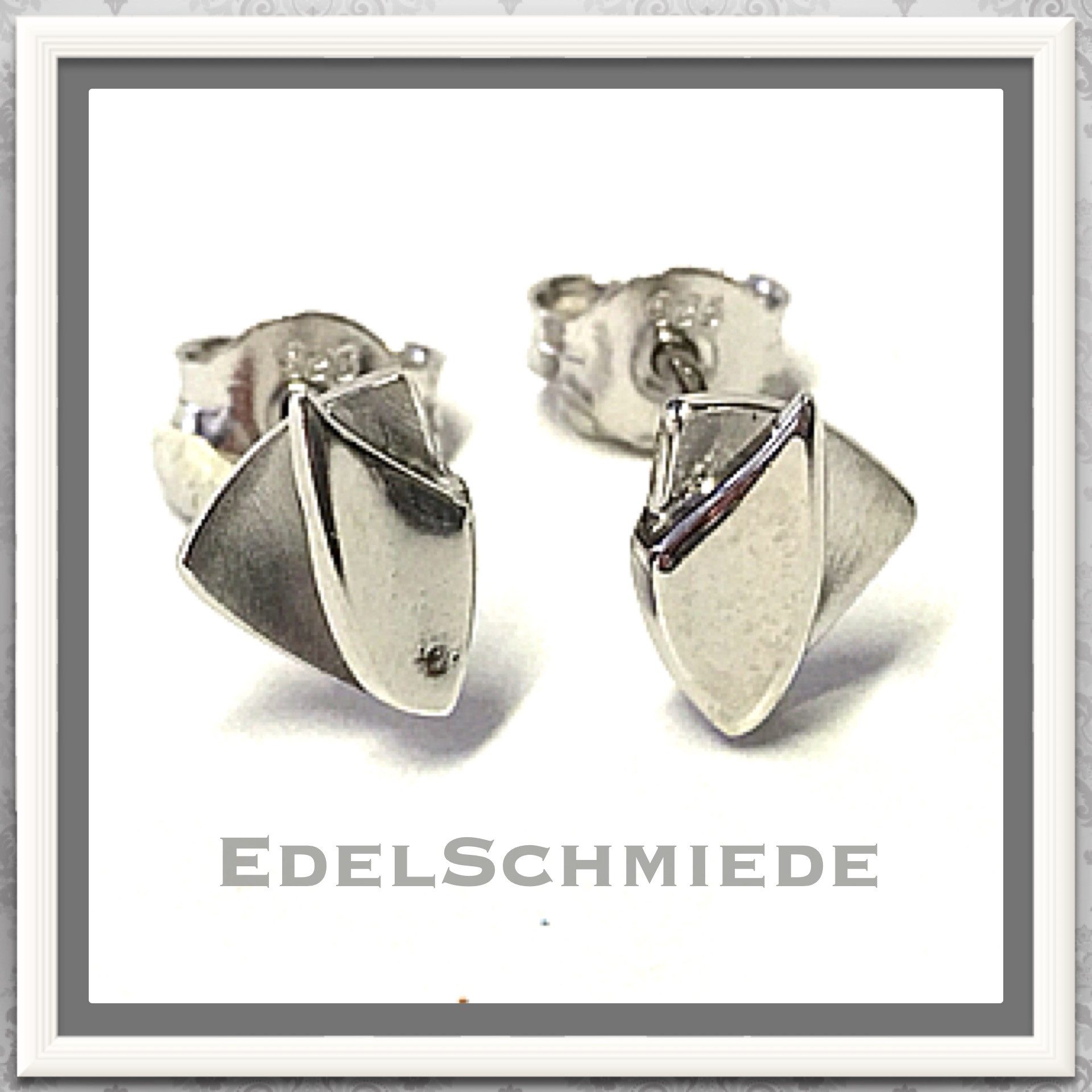 Ohrstecker-Set eckige Ohrstecker in 925 Silber rhod matt u pol.