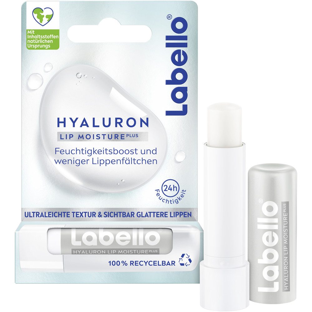 Labello Lippenpflegestift HYALURON LIP MOISTURE PLUS Lippenpflege 2x Clear + 2x Rosé, 4-tlg.