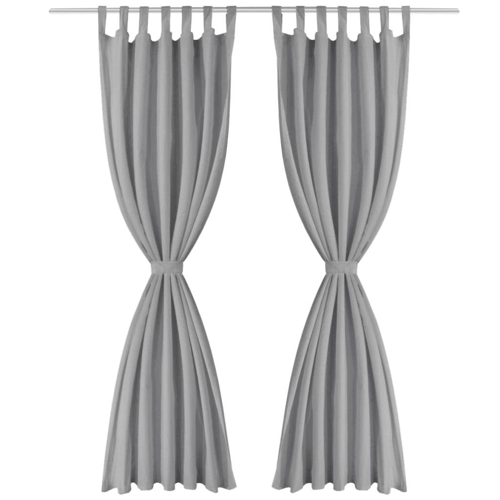 cm vidaXL, mit Vorhang Grau, 2 aus Vorhänge Mikro-Satin St) (2 Schlaufen Stk. 140×175