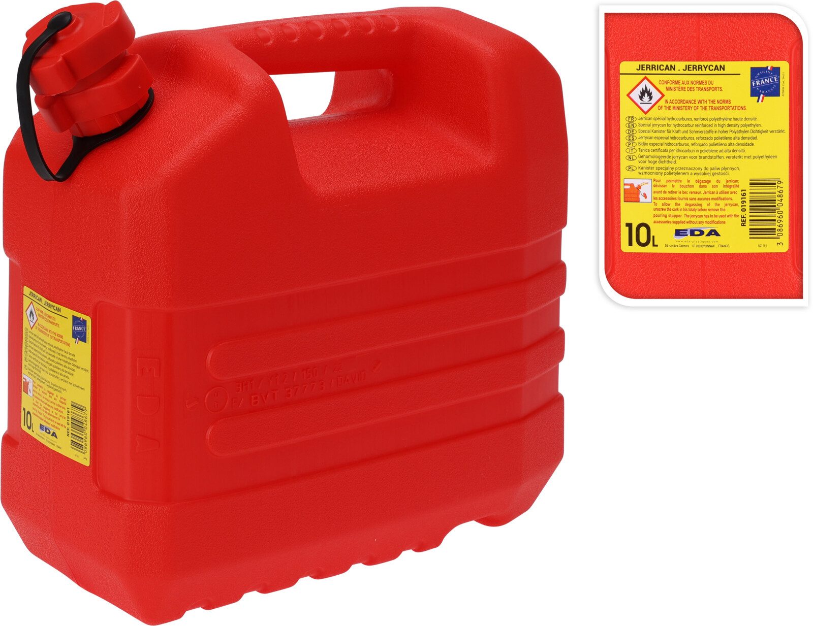 pondeo Benzinkanister 10l EDA Profi Reservekanister Kraftstoffkanister Dieselkanister (inkl. Schraubverschluß und Trichter)