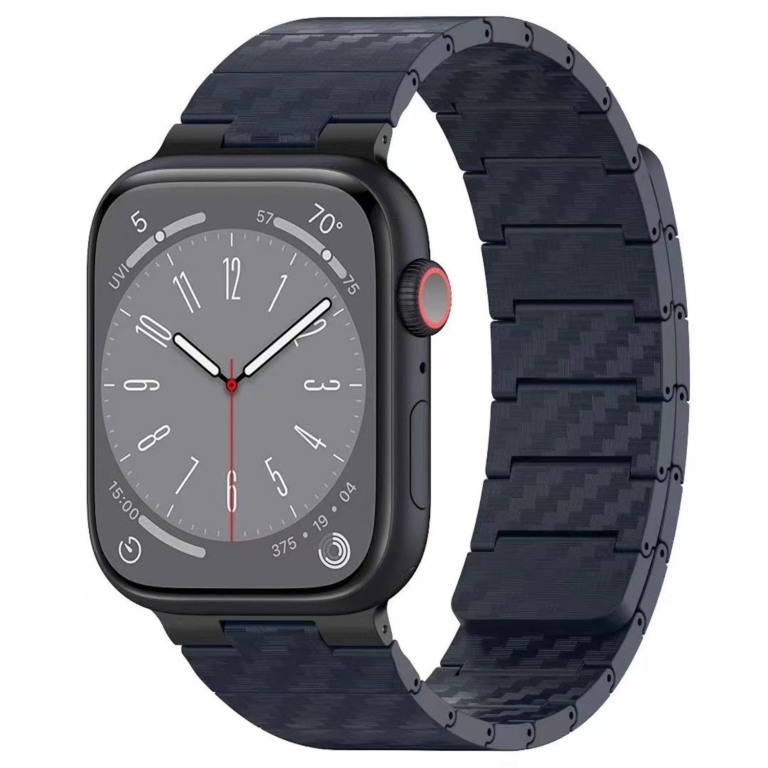 Wigento Smartwatch-Armband Für Apple Watch SE 2023 44mm Carbonfaser Magnetisches Armband Blau, Carbonfaser-Armband mit magnetischem Verschluss