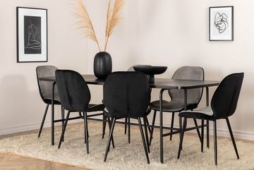 ebuy24 Essgruppe UnoBL Essgruppe Esstisch schwarz und 6 Emma Esszim, (7-tlg)