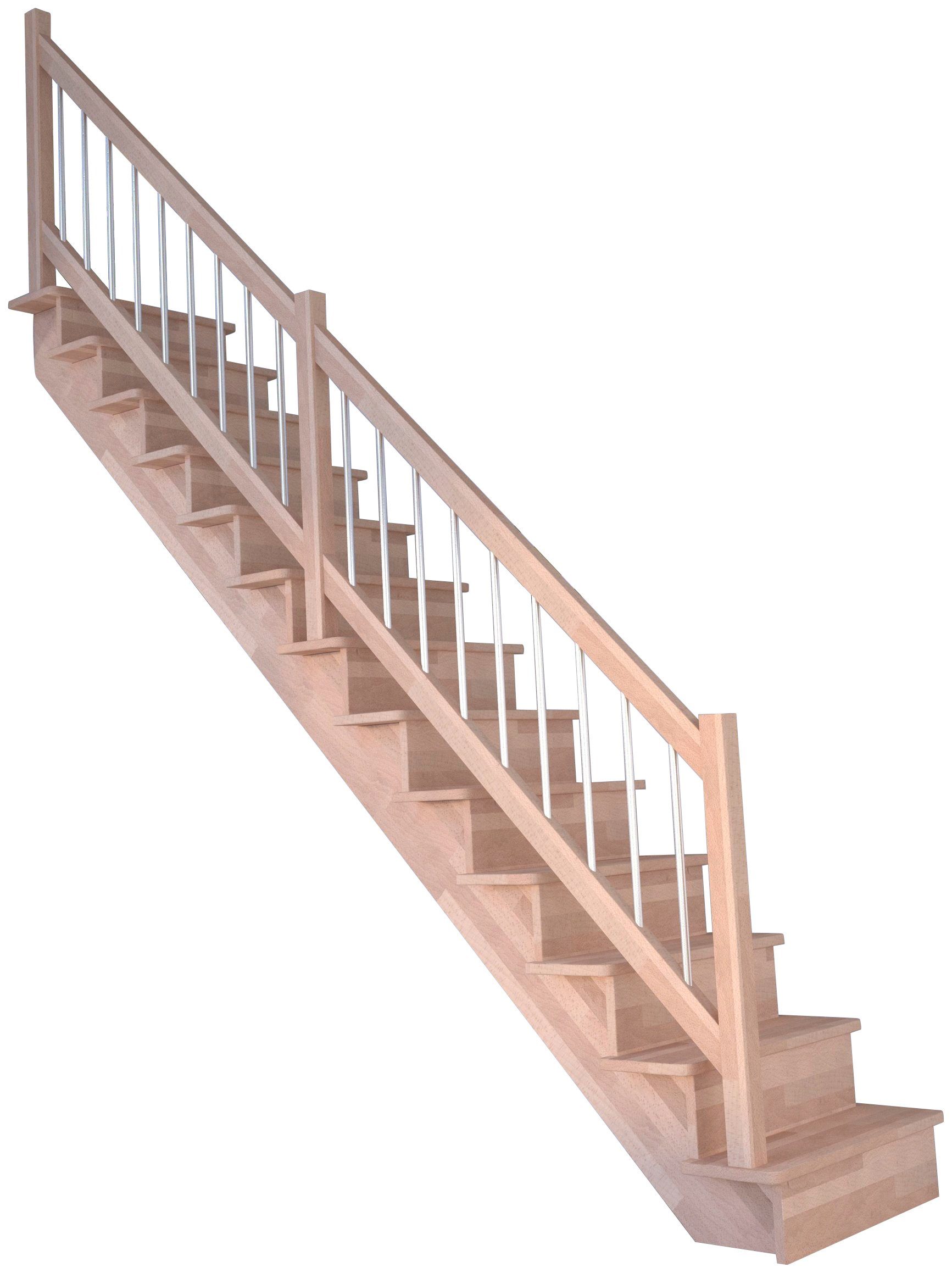 Starwood Systemtreppe Wangenteile für Holz-Edelstahl, 300 Durchgehende Geschosshöhen Massivholz Stufen bis geschlossen, cm, Lindos