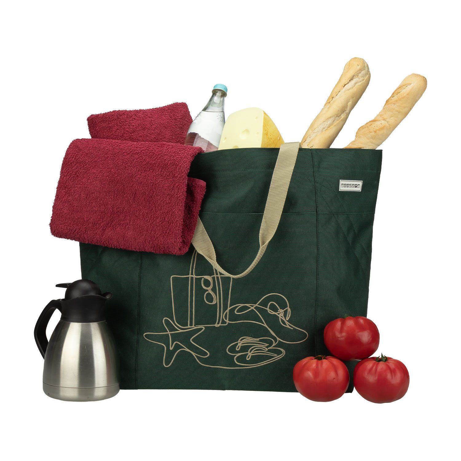 anndora XL-Strandtasche Schultertasche Freizeittasche 40 Liter, Geräumig – Stabil – Mit Reißverschluss – Innen- & Außenfach – Bild 4 von 5