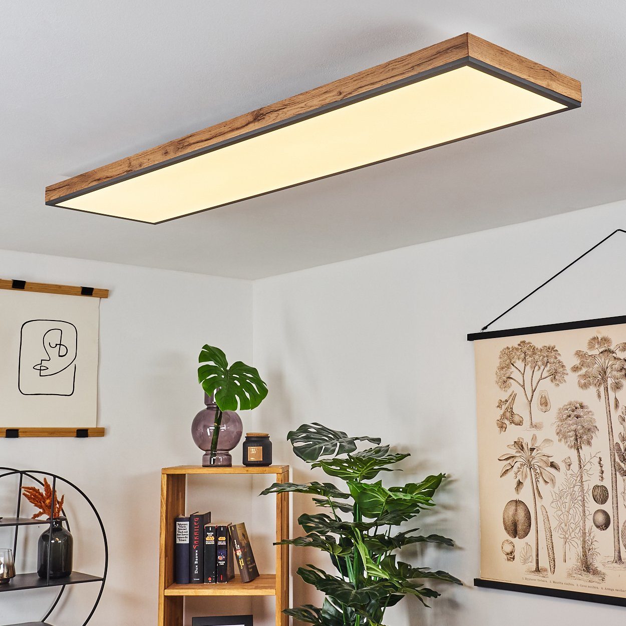 in 3000 Metall »Vacil« Deckenlampe Deckenleuchte Schwarz/Weiß/Holzoptik, und hofstein 2250 MDF Watt, 36 Kelvin, Lumen aus