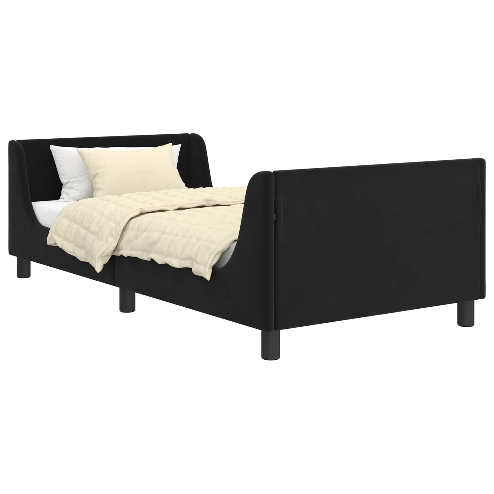vidaXL Bett Kinderbettgestell mit Kopfteil Schwarz 90 x 200 cm Samt (1-tlg) günstig online kaufen