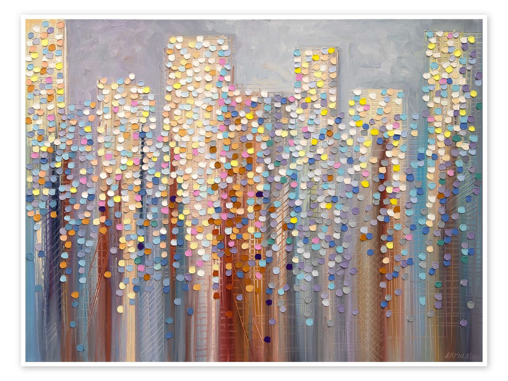 Posterlounge Wandbild Abendleuchten über der Stadt, Ekaterina Ermilkina, erhältlich als Poster, Leinwandbild, Wandsticker oder Acrylglasbild