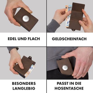 Slimpuro Geldbörse Znap 8 Airtag (1 x Slim Wallet;1 x Münzfach;1 x RFID-Shield Karte), Leder Portemonnaie klein Damen Herren Geldbeutel Unisex Brieftasche