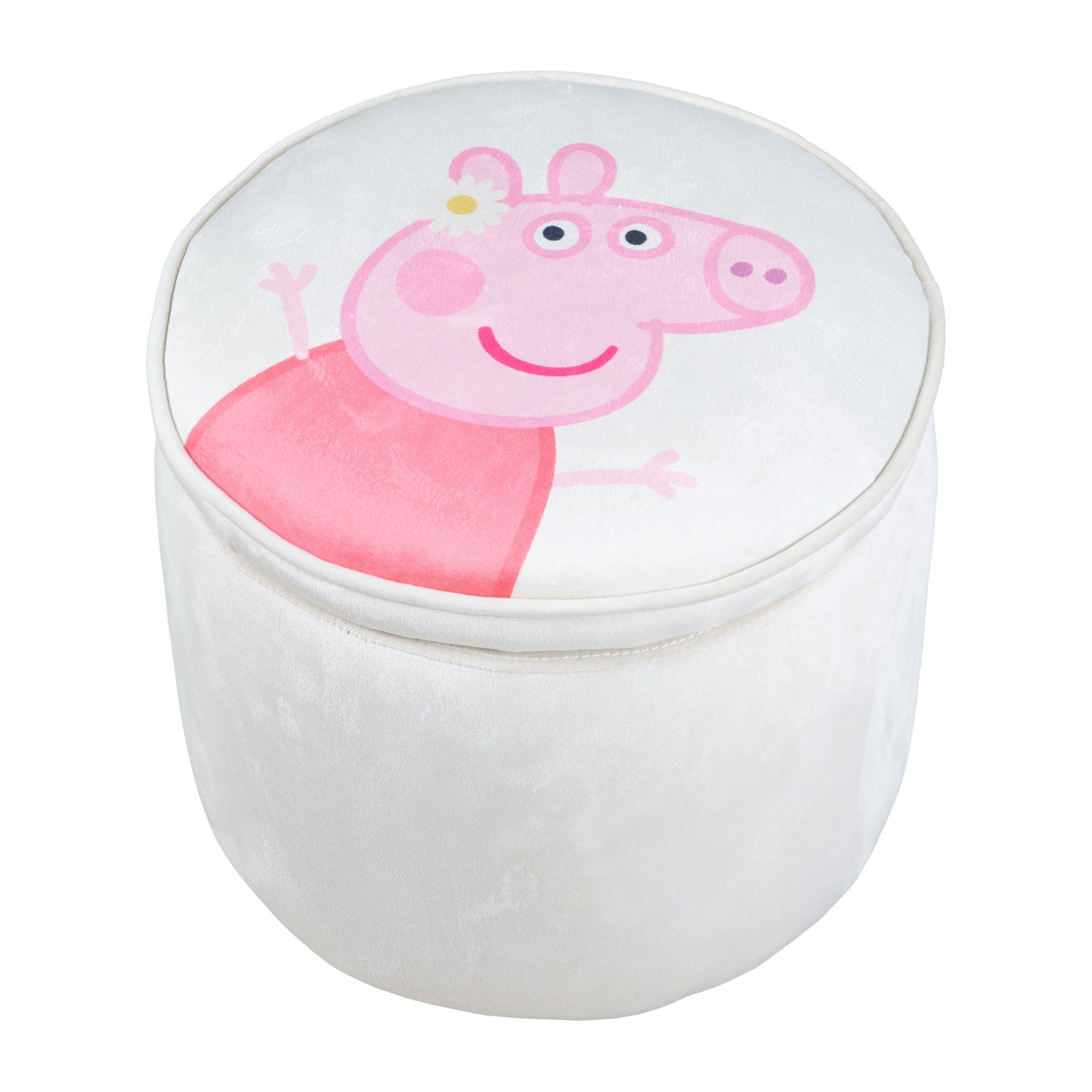 roba® Kinderhocker Peppa Pig, bequemer Hocker mit Samtbezug in Beige