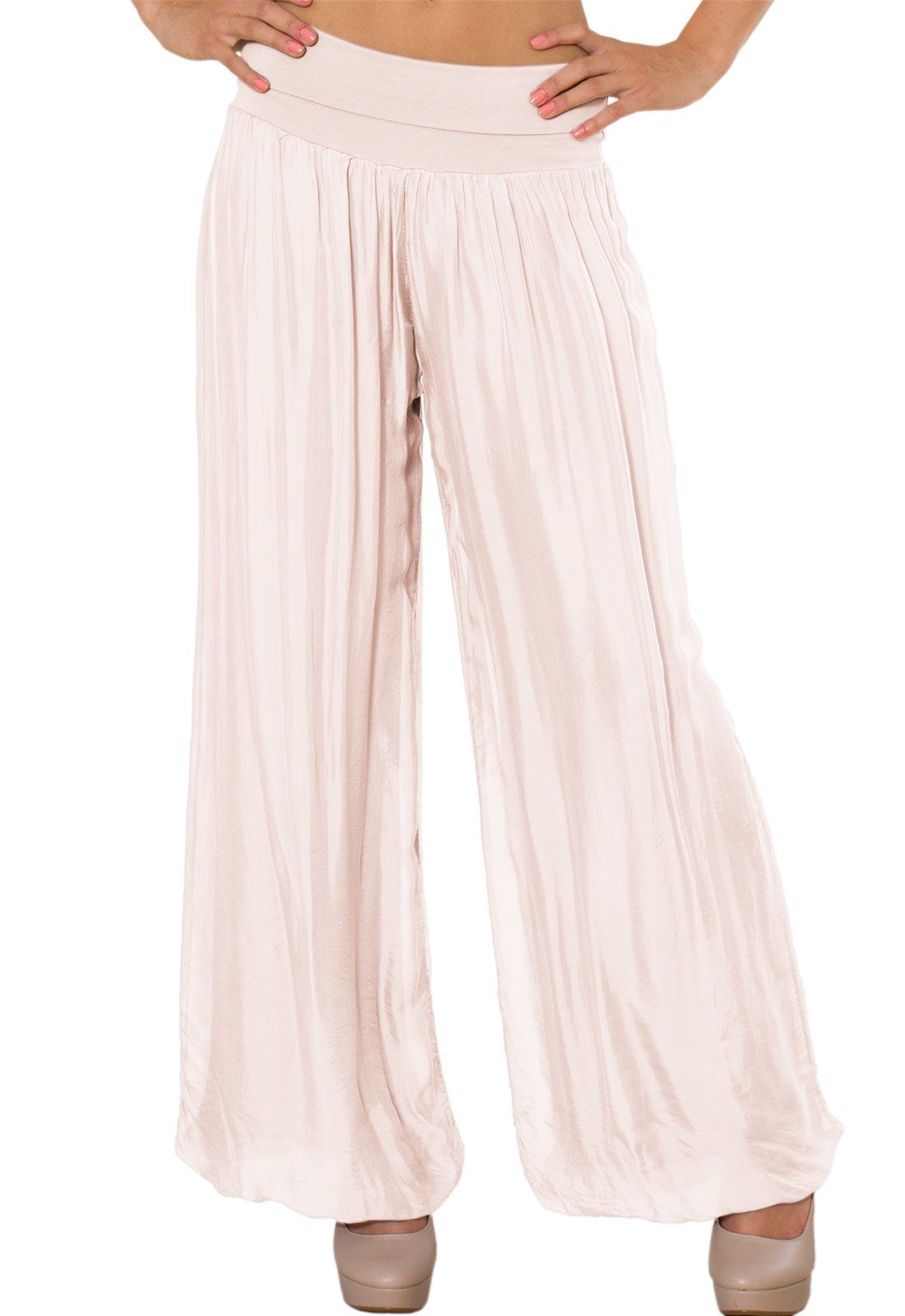 Caspar Palazzohose KHS010 elegante Damen Hose mit Seidenanteil und hohem Stretch Bund rosa