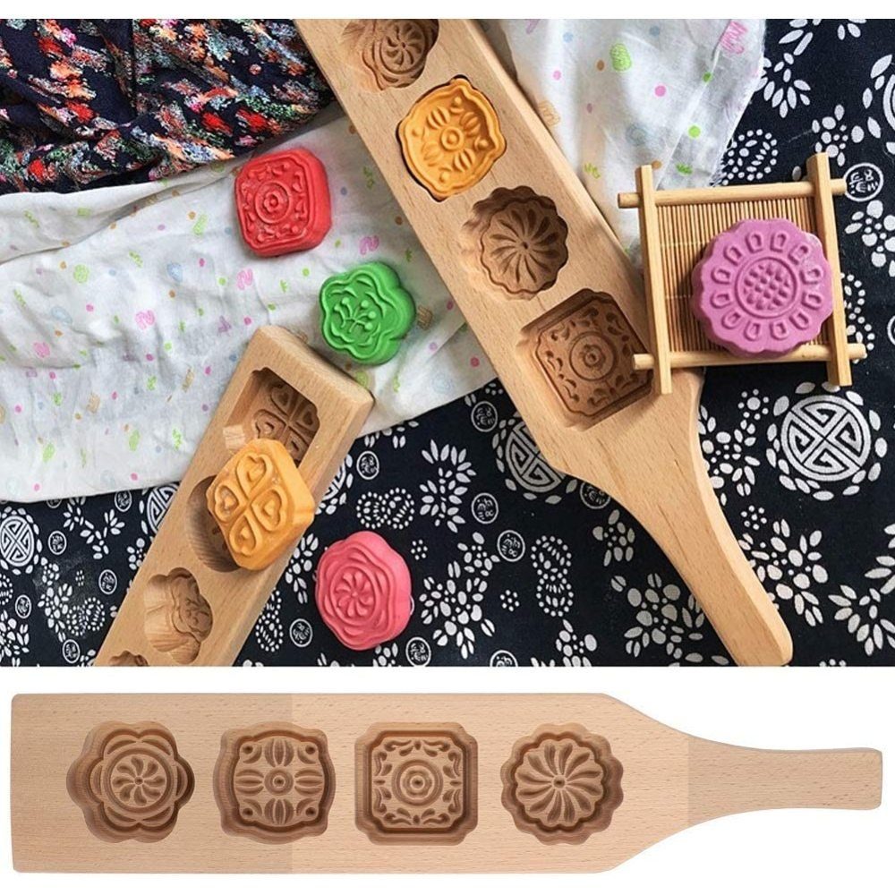 Jormftte Cakepop-Maker Blumen Aus Holz Plätzchen Moulds Mooncake DIY