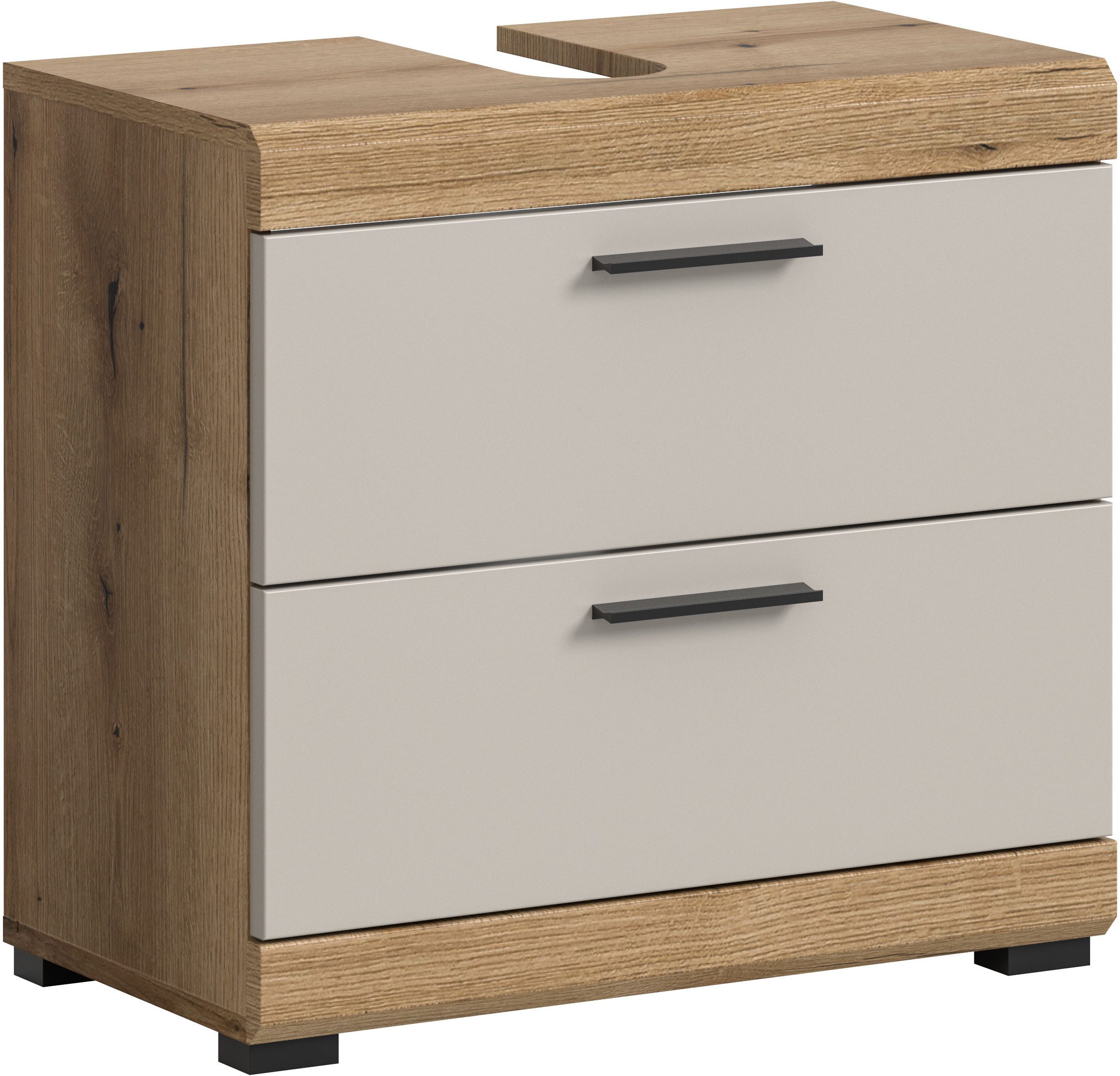 welltime Waschbeckenunterschrank SIENA, Breite 60cm, mit 2 Türen oder 2 Schubkästen, MDF-Front (1-St., TOPSELLER!, mit Siphonausschnitt 10x25 cm) in verschiedenen Farben erhältlich, Badmöbel, Badschrank, Schrank, Bad