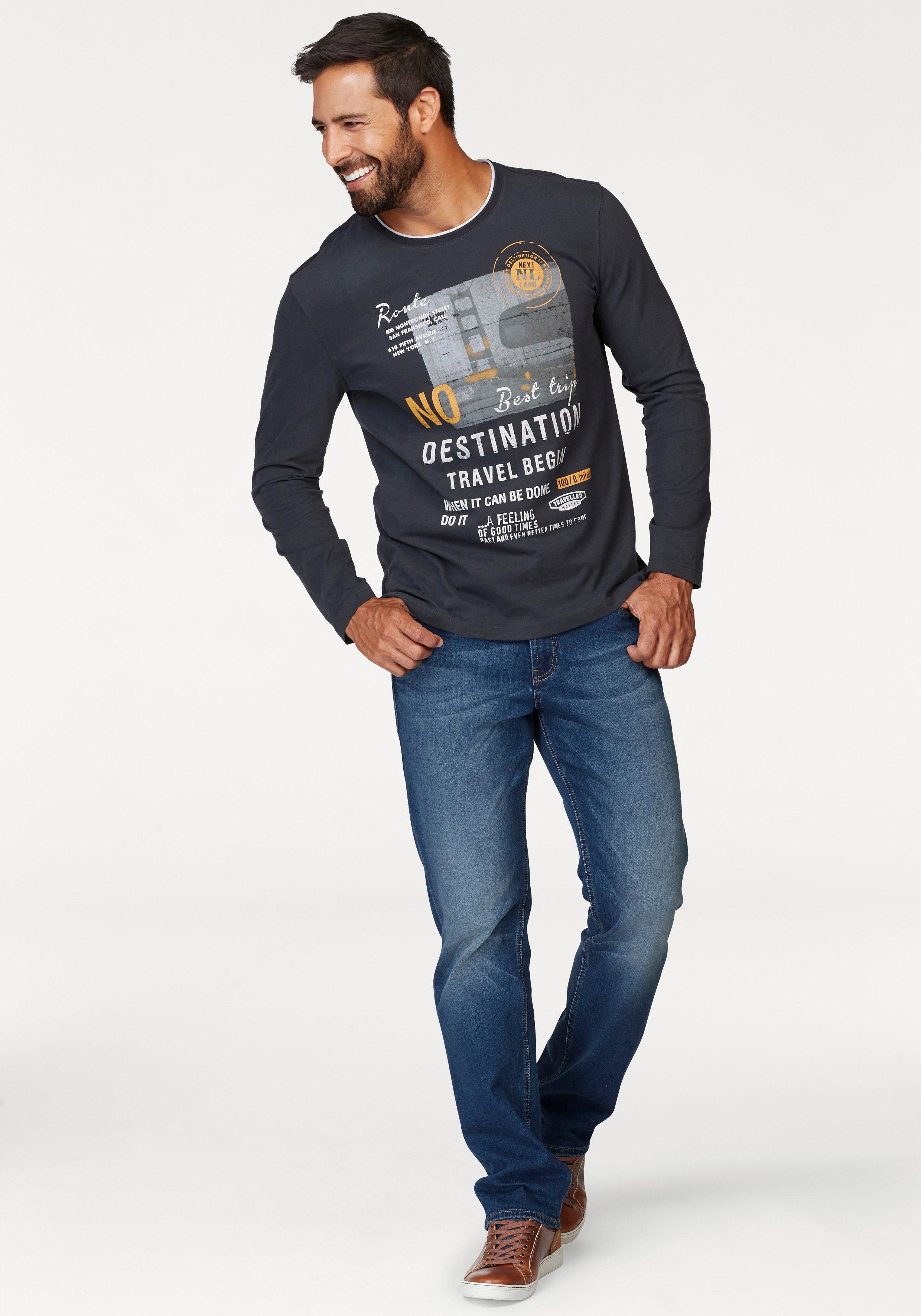 Man's World Langarmshirt neue Farbe! Langarm, bedruckt, Rundhalsausschnitt, aus 100% Baumwolle