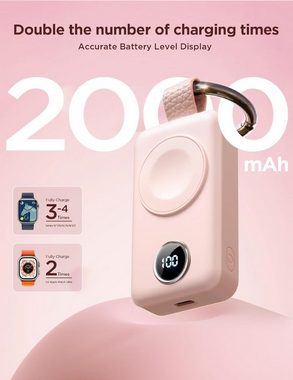 JOYROOM Kabellose Powerbank 2000 mAh 3 W für Apple Watch rosa Powerbank (1 St)