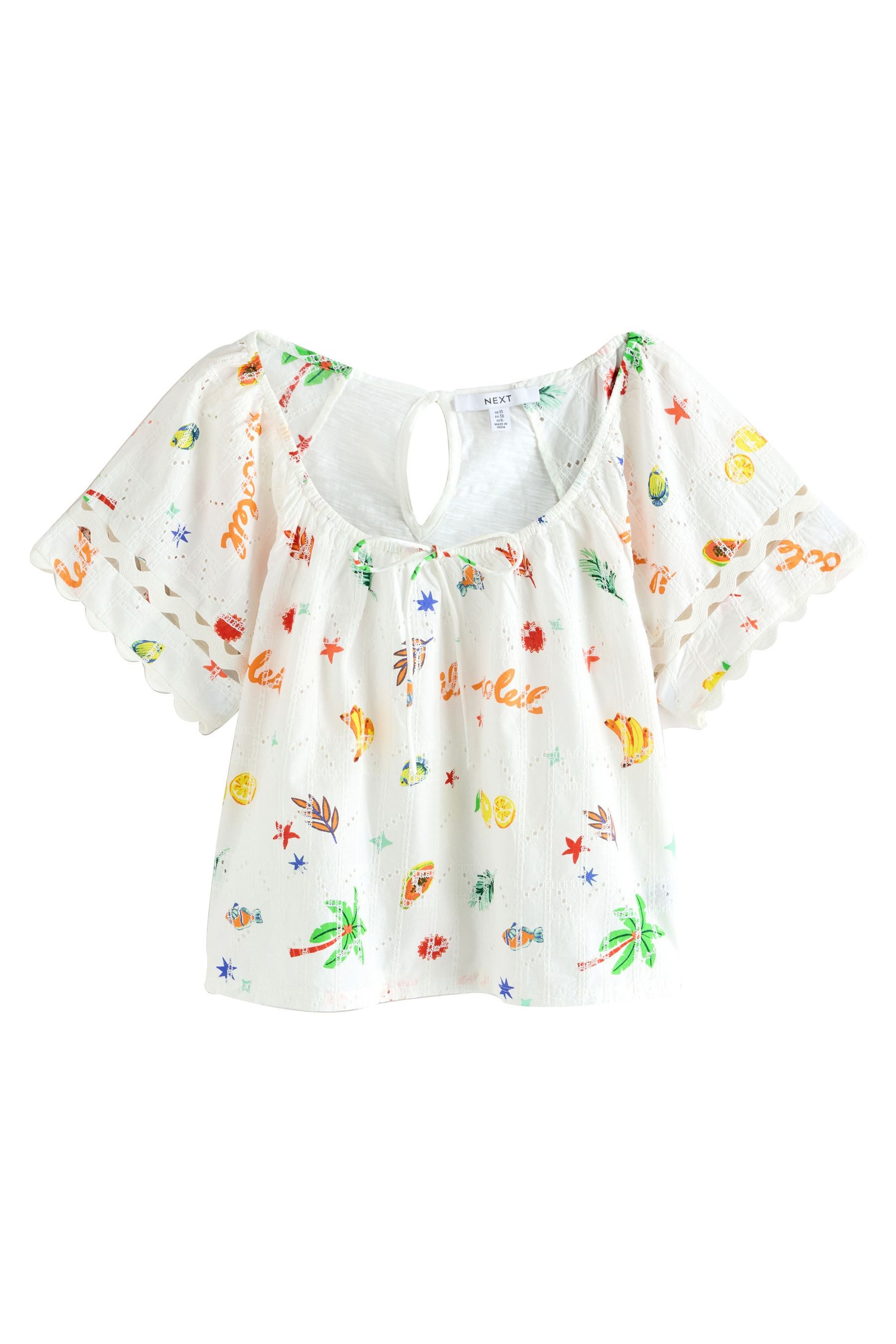 Next Kurzarmbluse Boho-Kurzarmoberteil mit Lochstickerei (1-tlg) günstig online kaufen